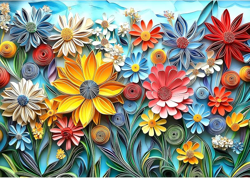 MINIWAN Puzzles for Adults 1000 Pieces, Colorful Flower Jigsaw Puzzle