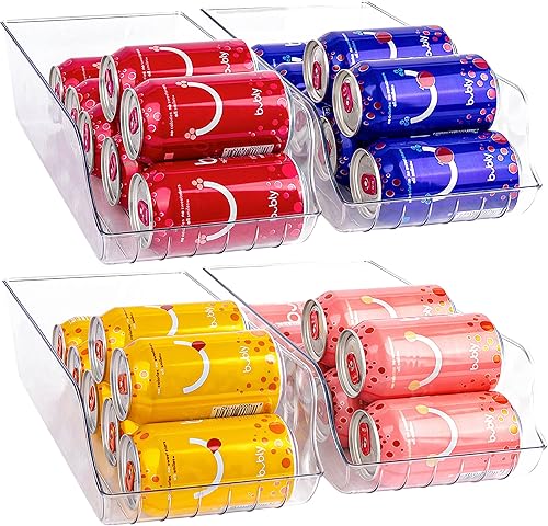 Organizador de latas de soda, contenedor dispensador de plástico transparente para refrigerador. Gran soporte para bebidas para armarios de cocina,