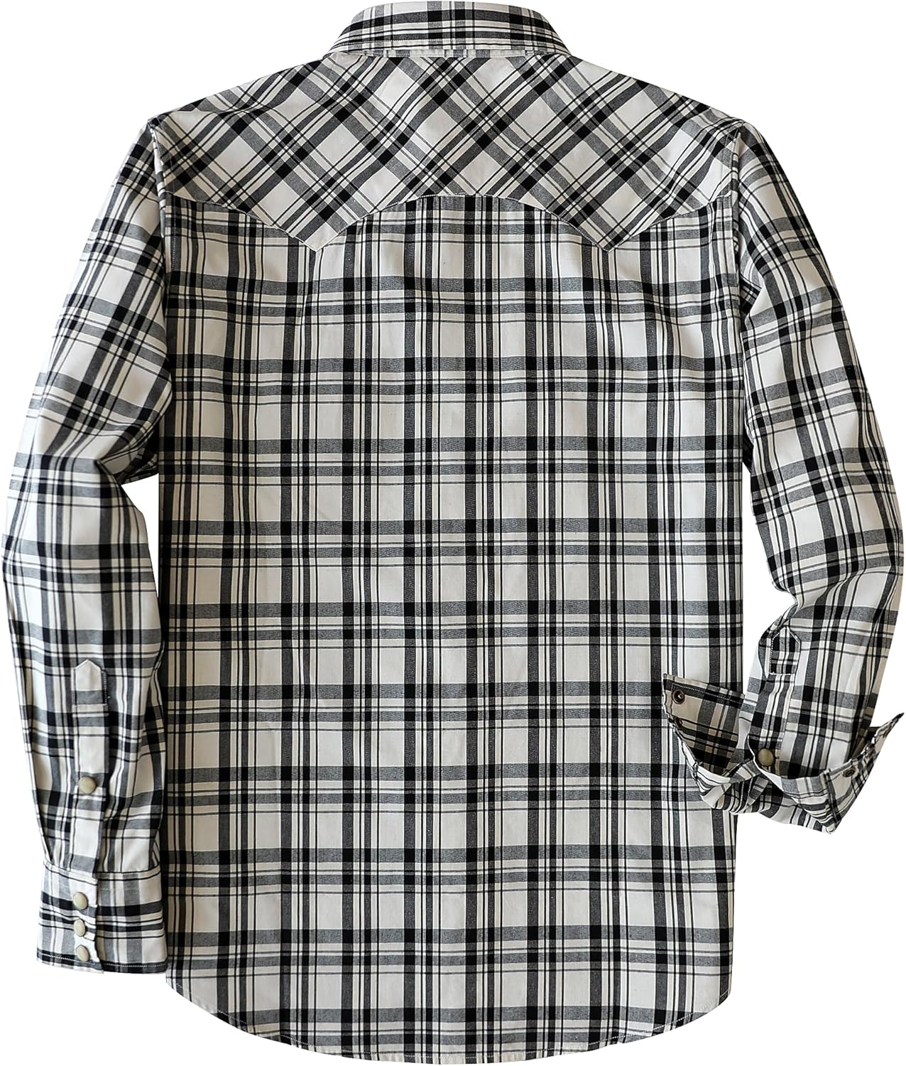 Dubinik® Pearl Snap Shirts for Men Long Sleeve Lightweight Casual Western Plaid Cowboy Cotton Vintage Work Shirt - Image 2