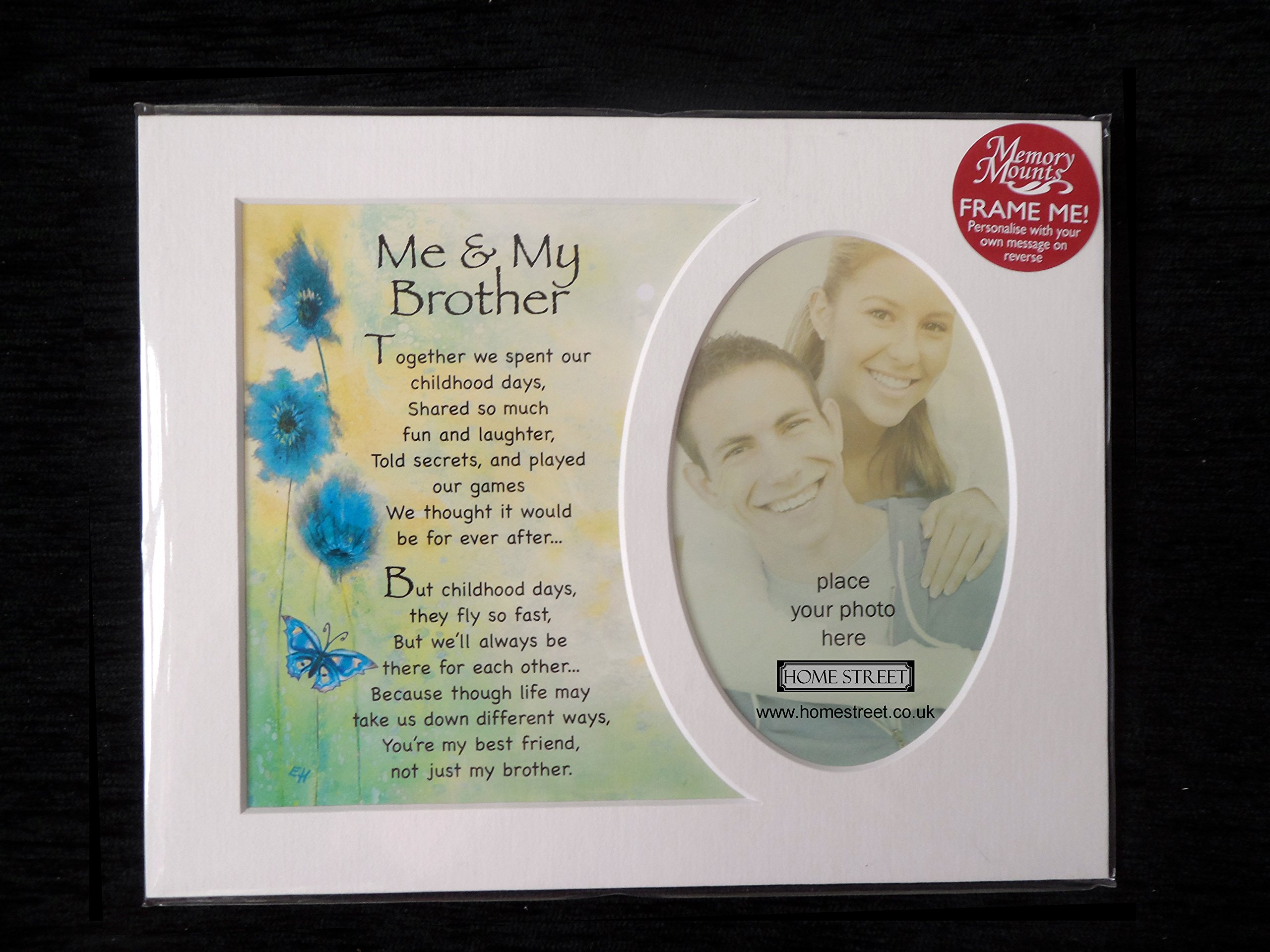 Homestreet Gifts Me And My Brother Memory Mount Gift With A Beautiful Verse Poem And A Choice Of Photo Frame (1 Mount Only)