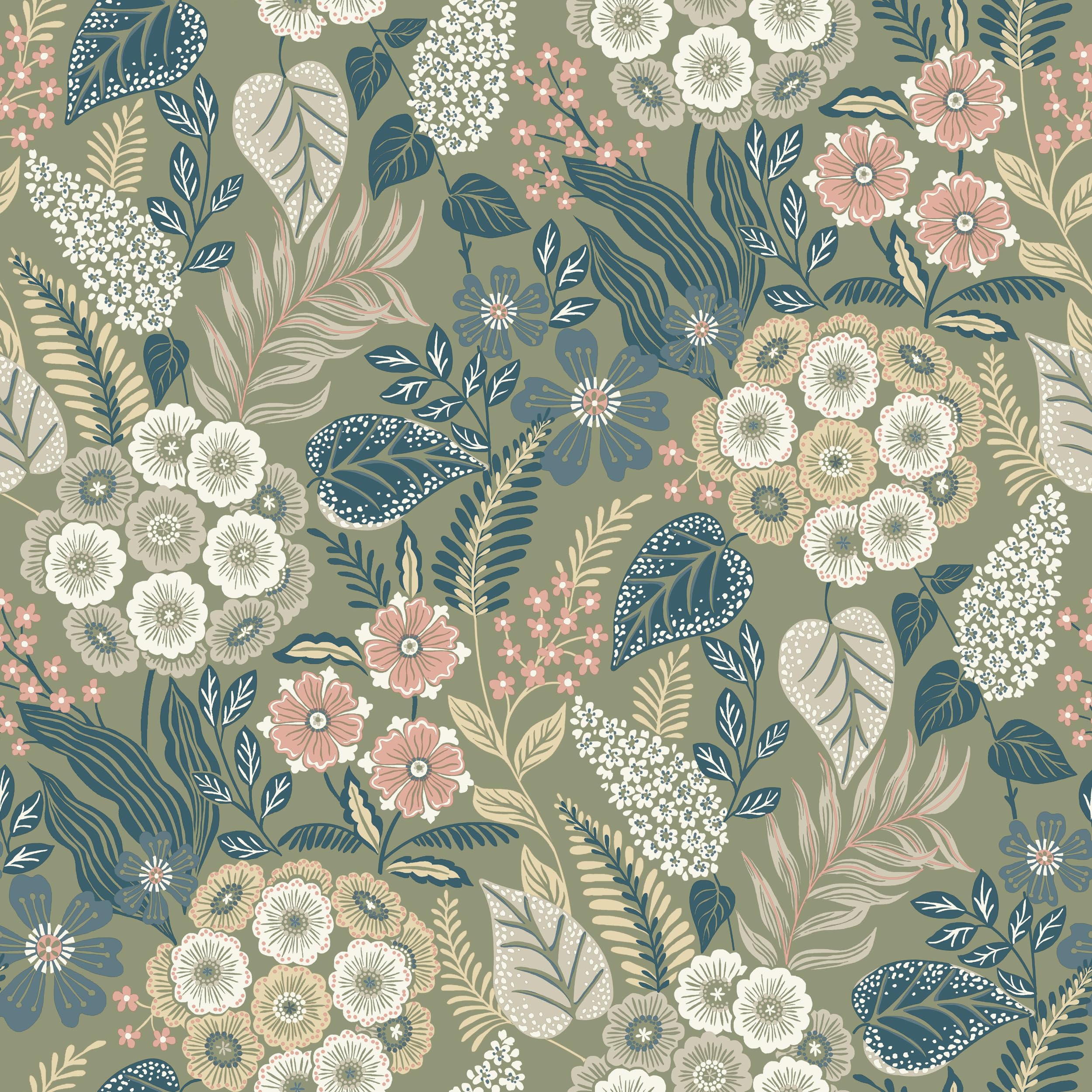 Grandeco Alice Retro Mid Century Floral Textured Wallpaper, Neutral