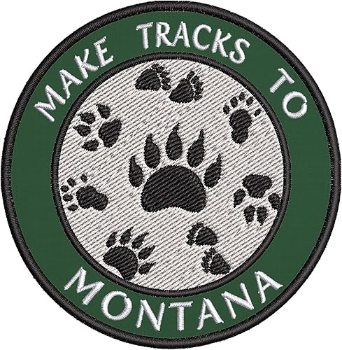 Make Tracks to Montana - Parches decorativos bordados de 3.5 pulgadas, para planchar o coser, recuerdos de vacaciones, viajes, aventura, tema