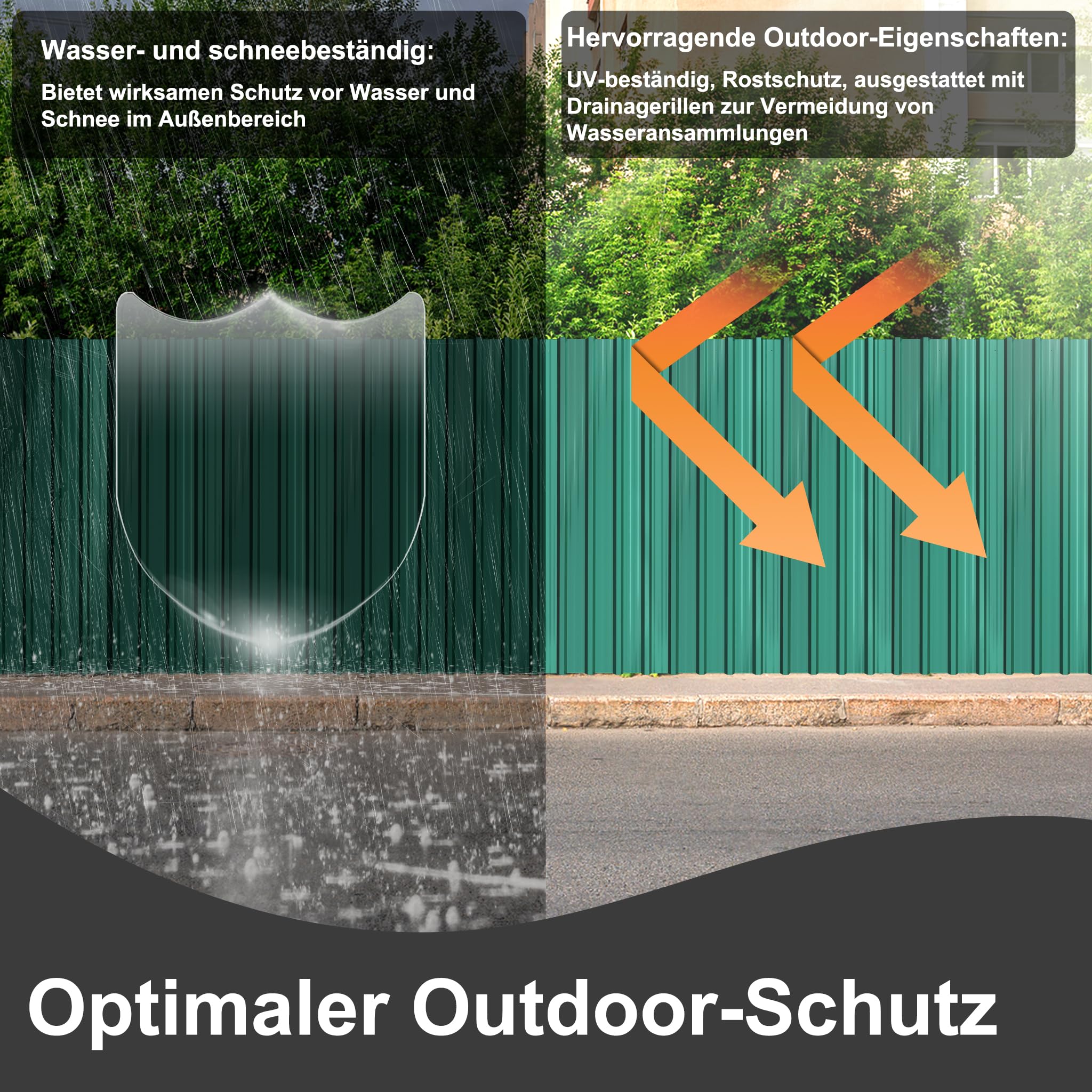 XMTECH 12x Trapezblech Profilblech 129,5 x 45 cm = 7 m² Grün – Verzinkt, Wetterfest & Korrosionsbeständig, Stahlblech Trapezprofil Dachplatten für Gartenhaus, Carport & Wand