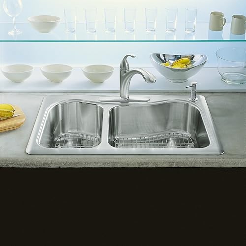 Miniatura 2 de KOHLER K-3361-4-NA Staccato - Fregadero de cocina doble grandemediano, acero inoxidable