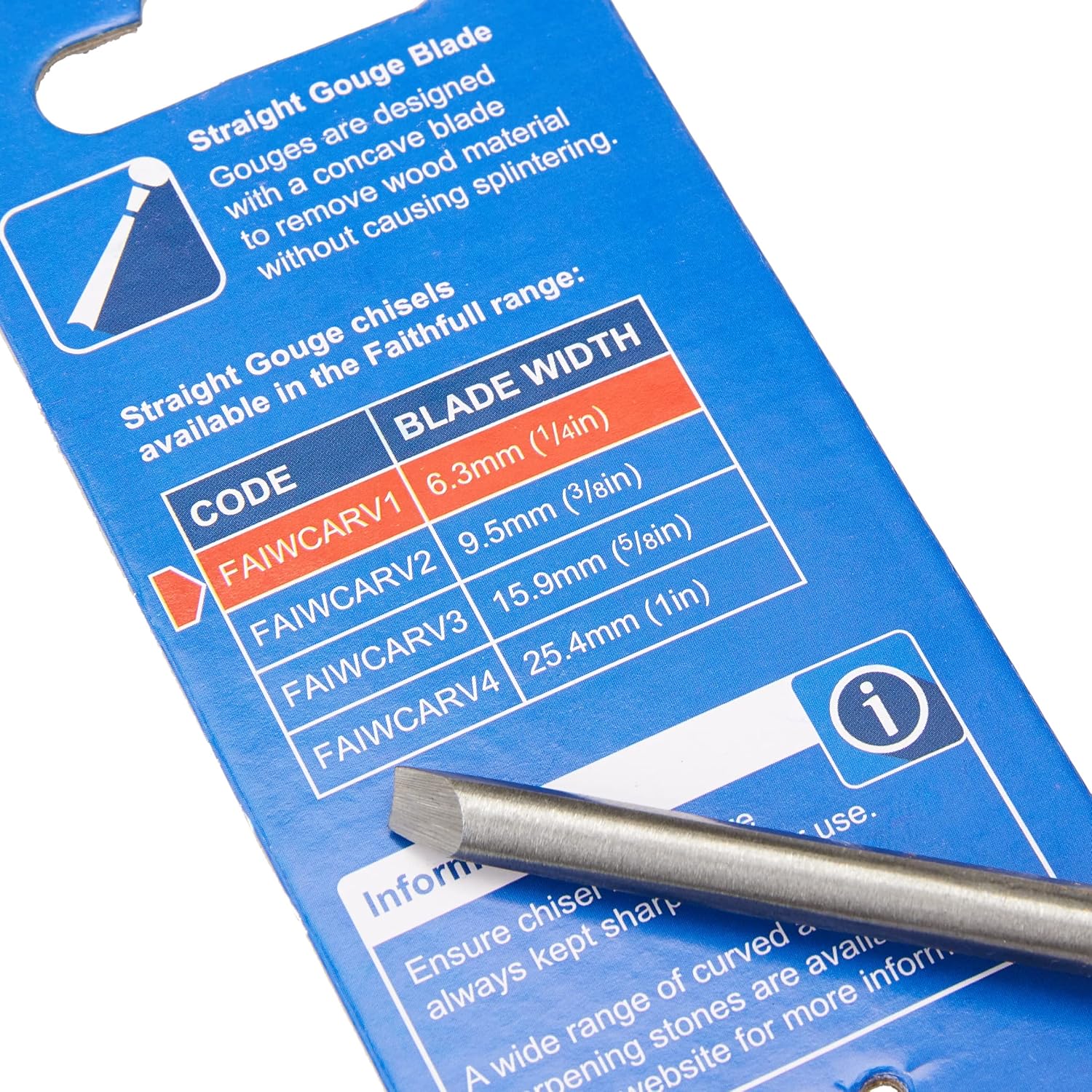 Faithfull WCARV1 Straight Gouge Woodcarving Chisel