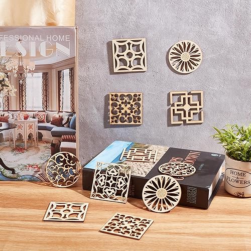 Miniatura 7 de GORGECRAFT 7 estilos 14 unids madera tallada Onlay Appliques Carving Decal Corner Craft Muebles sin pintar decoración de ventana de madera para