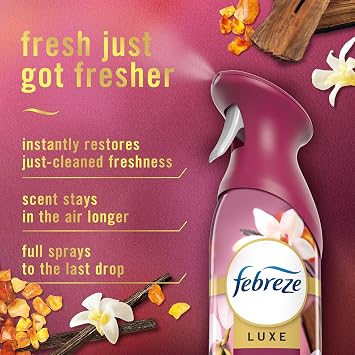 Febreze Air Mist, Air Freshener Spray, Odor Fighting Room Spray, Deodorizer for Home Bathroom Kitchen Office Apartment Dorm Room Classroom, Vanilla Suede, 8.1oz, 2ct
