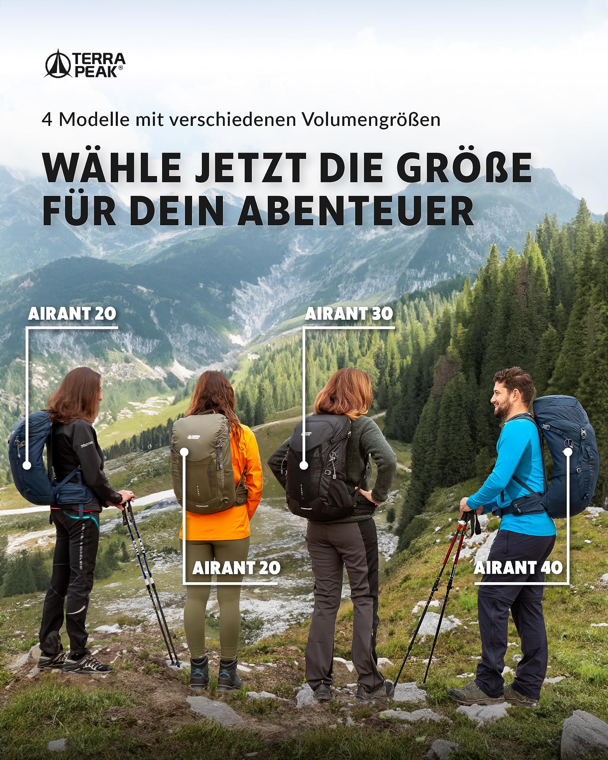 Terra Peak® Premium Wanderrucksack mit belüfteten Netzrücken 20L 30L & 40L (AIRANT) Damen & Herren mit Rückenbelüftung & Regenschutz - Ergonomischer Trekkingrucksack aus atmungsaktivem Mesh & Hüftgurt