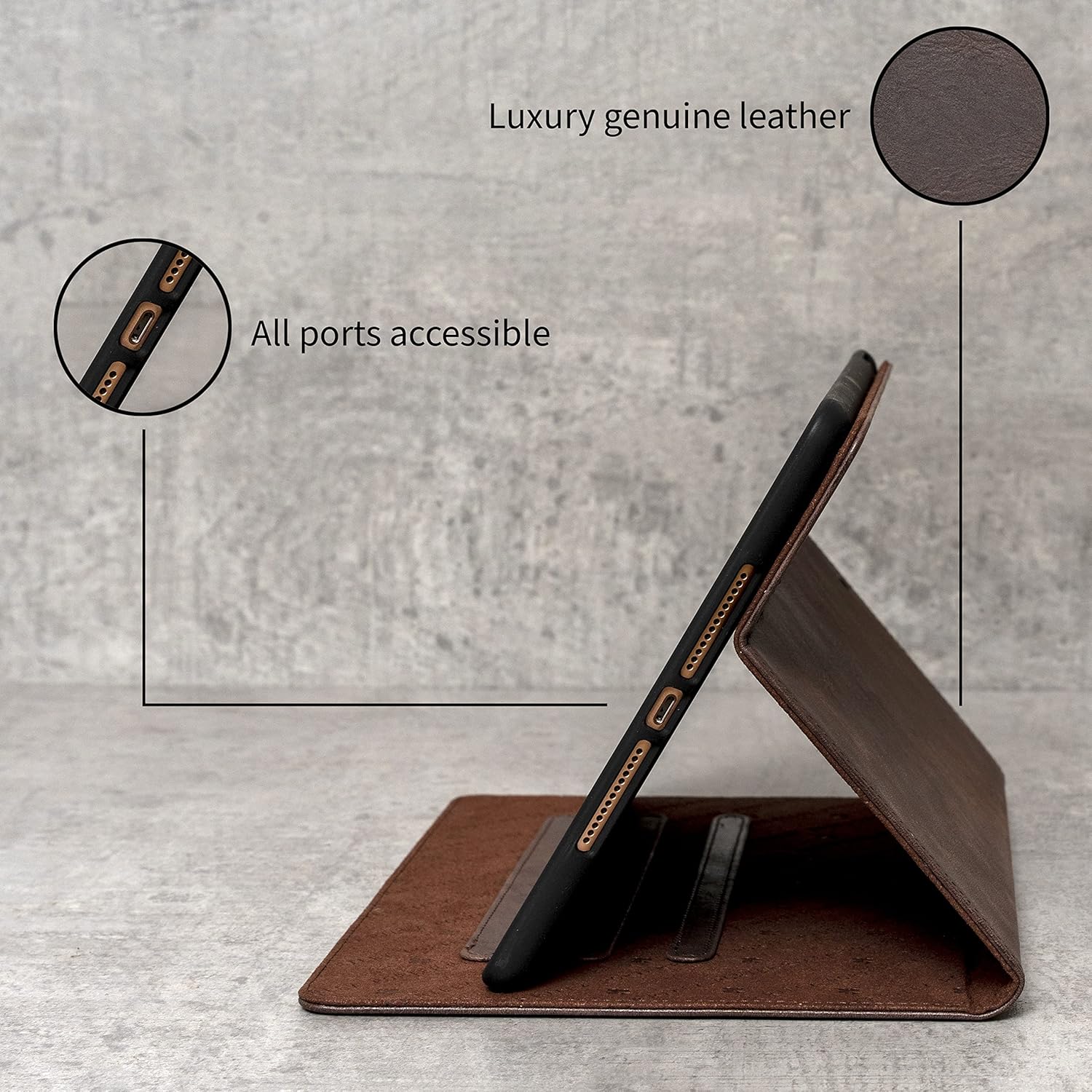 Porter Riley - Leather Case for iPad mini 7 / Mini 6 (8.3 inch) 2024/2021. Premium Genuine Leather Stand/Cover/Flip Case (Chocolate Brown)