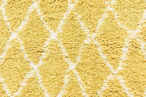 Miniatura 6 de Unique Loom Rabat Shag Collection - Alfombra de área enrejado (2 pies 7 pulgadas x 6 pies 1 pulgada, amarillomarfil)