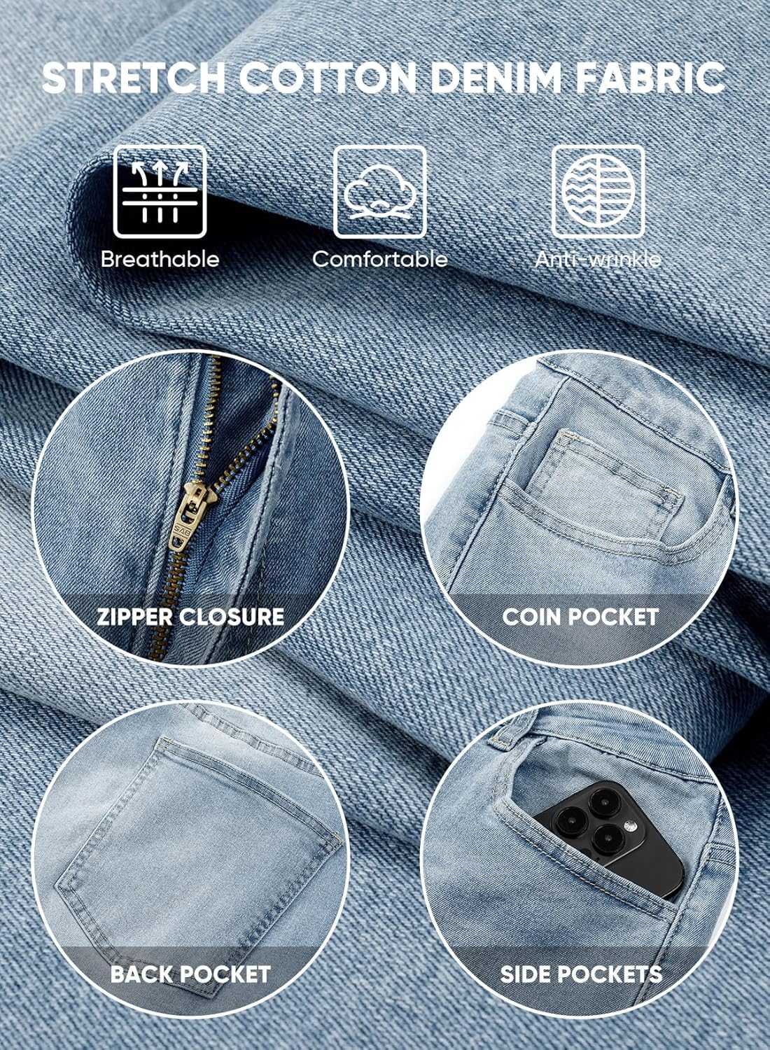 JMIERR Men's Baggy Jeans - Wide Leg Loose Fit Denim Pants for Hip Hop Streetwear & Y2K Skater Style with Pockets - Image 5