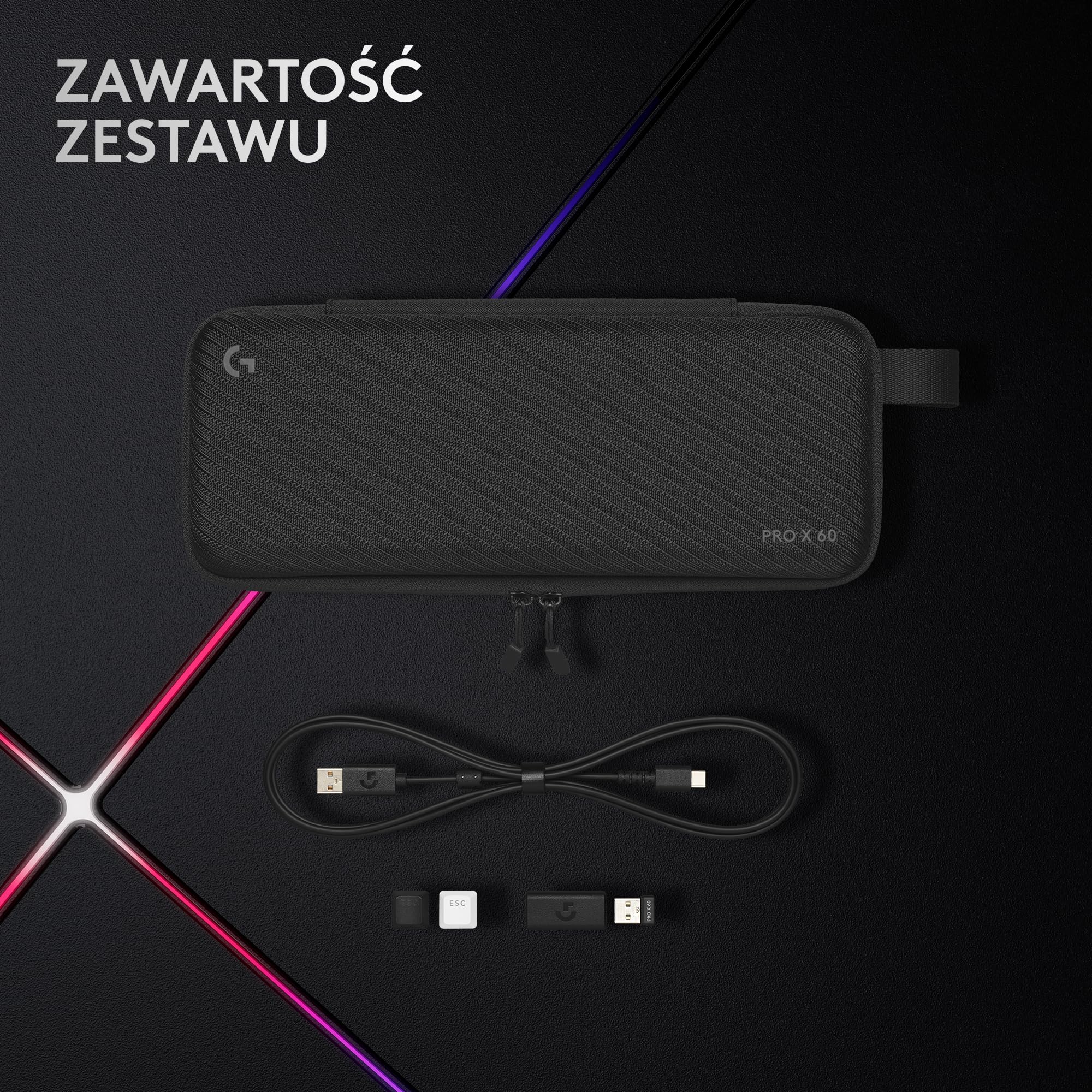 Logitech G PRO X 60 LIGHTSPEED, bezprzewodowa klawiatura do gier, ultra-kompaktowa, mechaniczna TKL 60%, LIGHTSYNC RGB, podwójne nakładki z PBT, przełączniki optyczne, Windows PC, US INTL - Biały