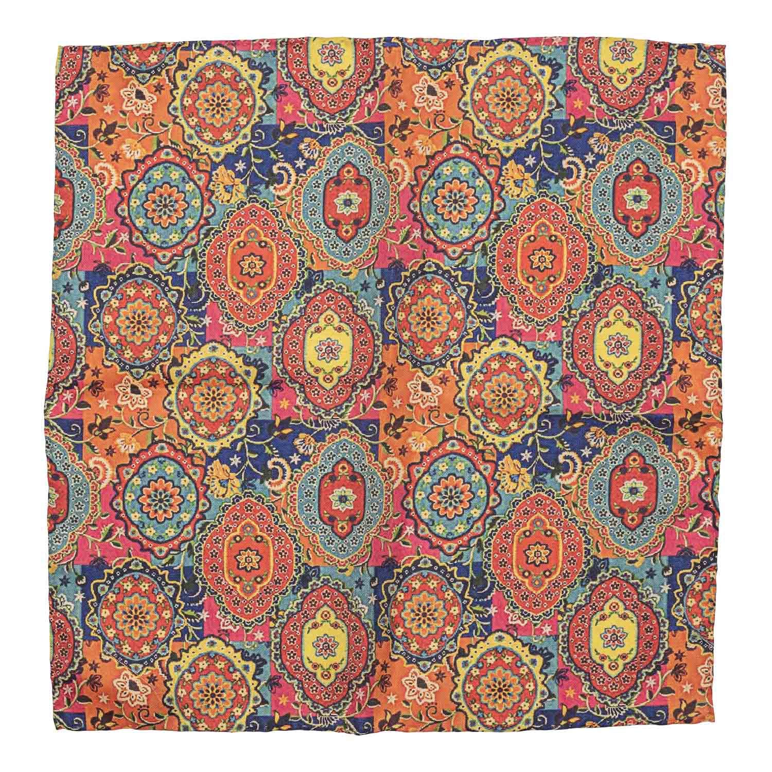 the tie hub Indian Print Silk and Cotton Pocket Square For Men-picture-46