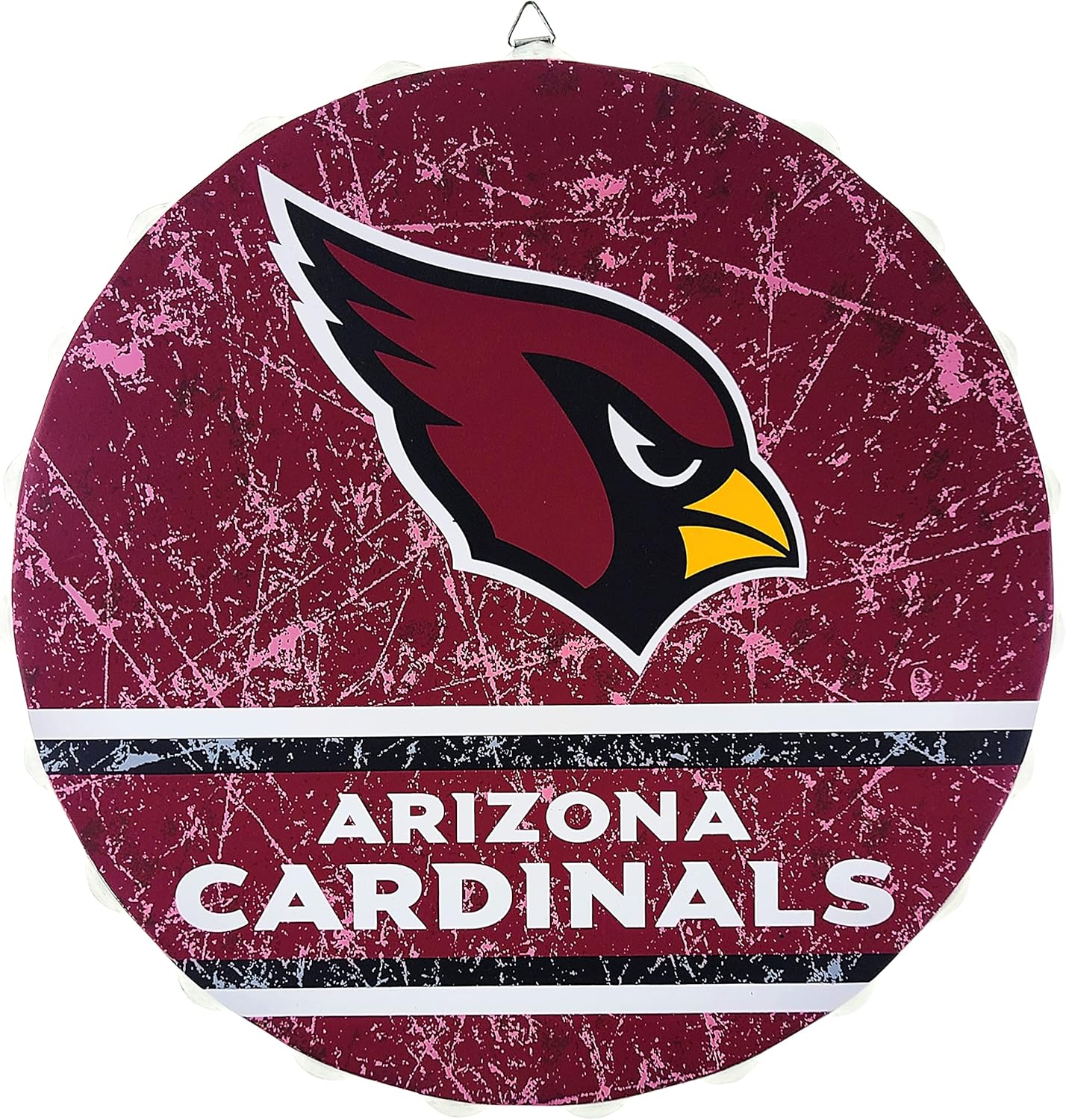 Arizona Cardinals 13” Jumbo Metal Distressed Bottle Cap Wall Sign – Limited Edition FOCO Cardinals Sign – Represent the NFL and Show Your Spirit with Licensed Arizona Football Fan Gear - Image 6