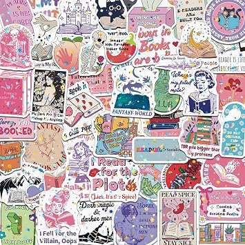 200PCS Book Stickers for Adults Dark Romance Bookish Stickers Holographic Reading Sticker Pack for Ebook Readers Water Bottles Laptops Journals