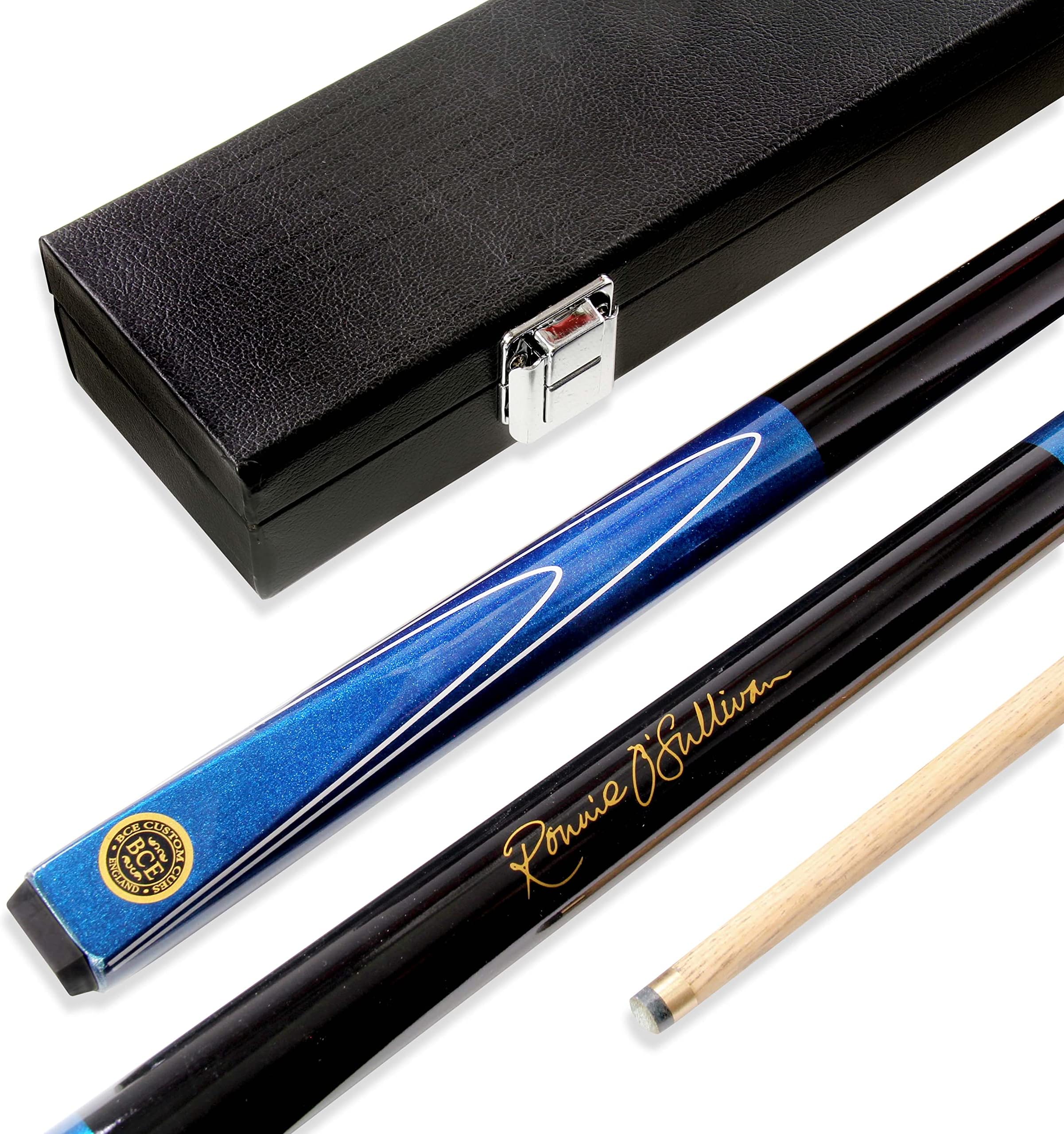 BCE Blue Merlin 2pc Ash Pool Snooker Cue & Hard CASE - 9.5mm Tip
