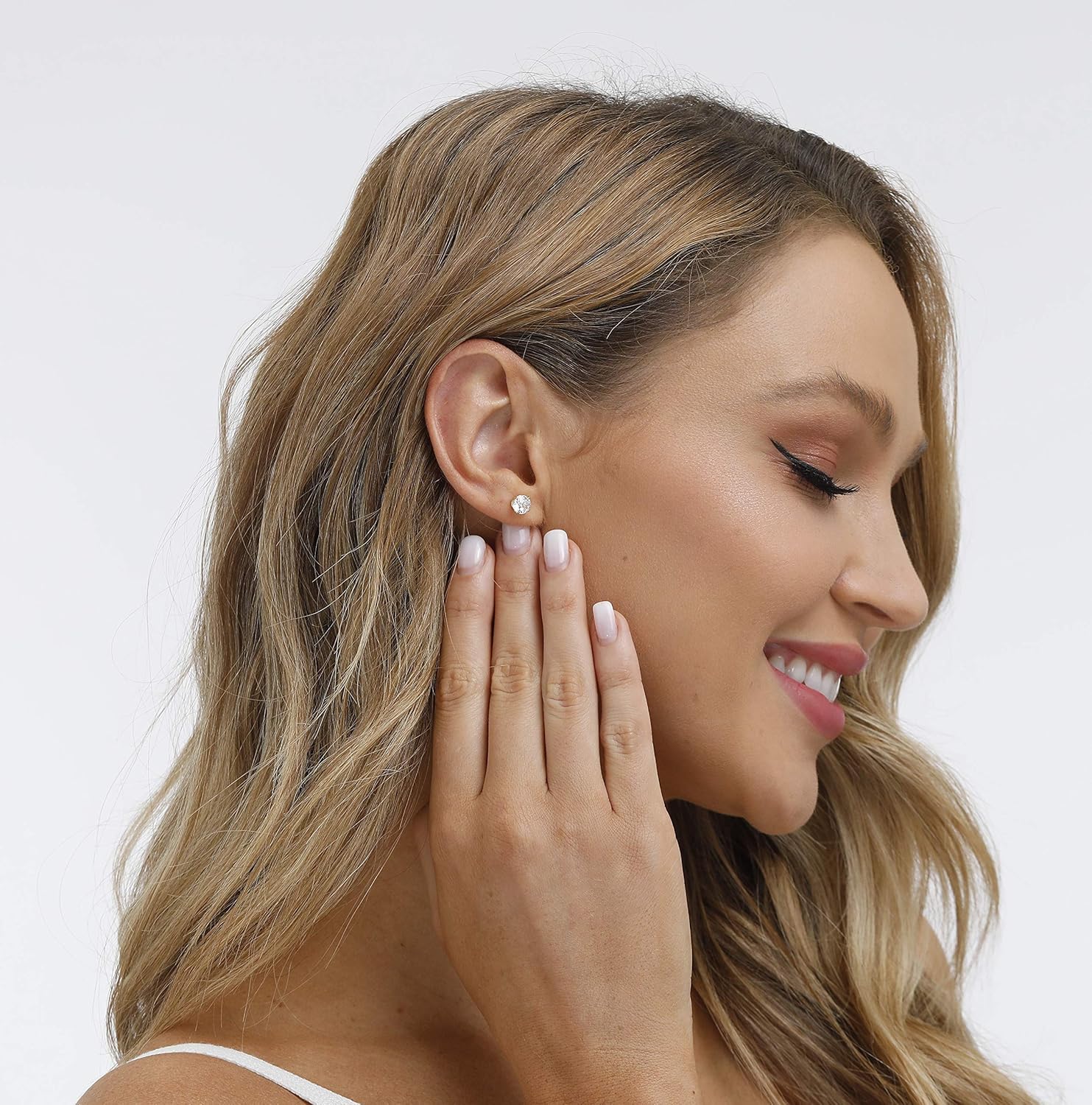 925 Sterling Silver Stud earrings Set | White Gold Plated Hypoallergenic Stud Earrings | Cubic Zirconia Stud Earrings for Women (2mm,3mm,4mm,5mm,6mm,7mm) 8 CZ colors options - Image 6