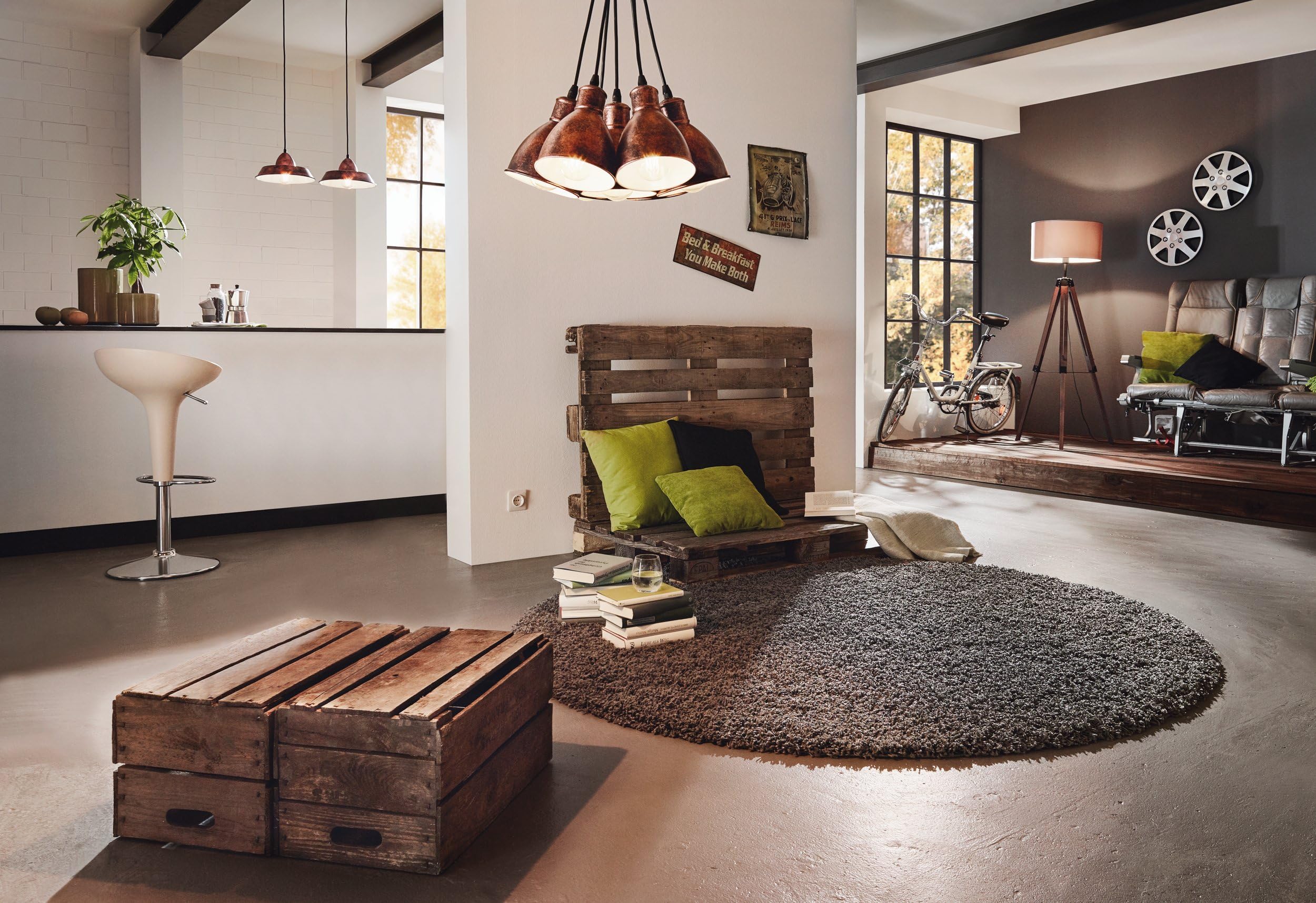 EGLO Hanglamp TOWNSHEND Hängelampe, Pendelleuchte, Holz, Stahl, Retro