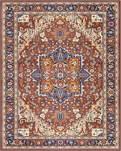 Vista 256 de Moynesa Alfombra de pasillo ultrafina lavable, vintage, de 2 pies 6 x 8 pulgadas, antideslizante, resistente a las manchas, resistente a