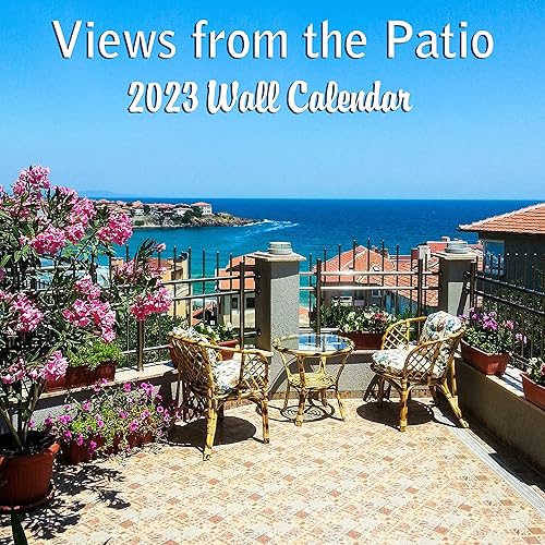 Calendario mensual de pared con vista desde el patio, porche, paisaje, viaje de la naturaleza, con cuatro meses adicionales a partir de 2022, el