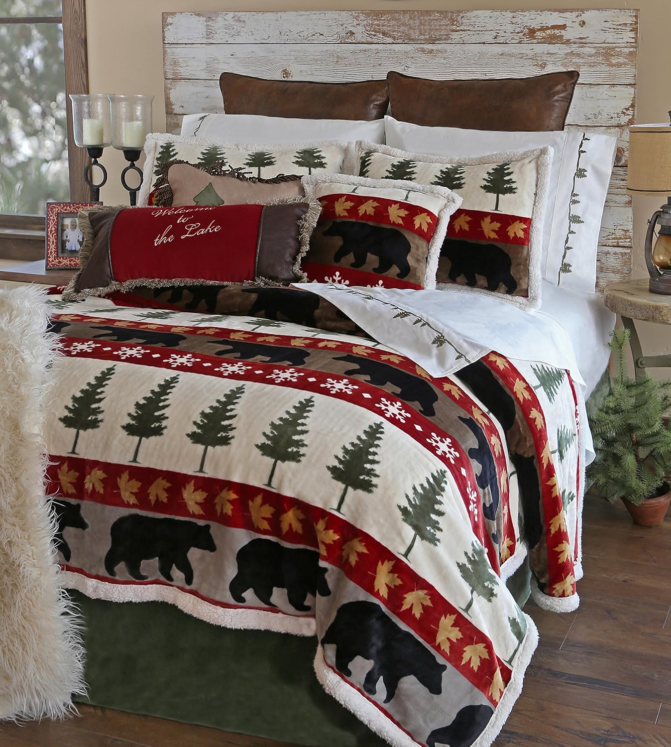 Carstens Tall Pine 5 Piece Bedding Set, Queen, JP515, White