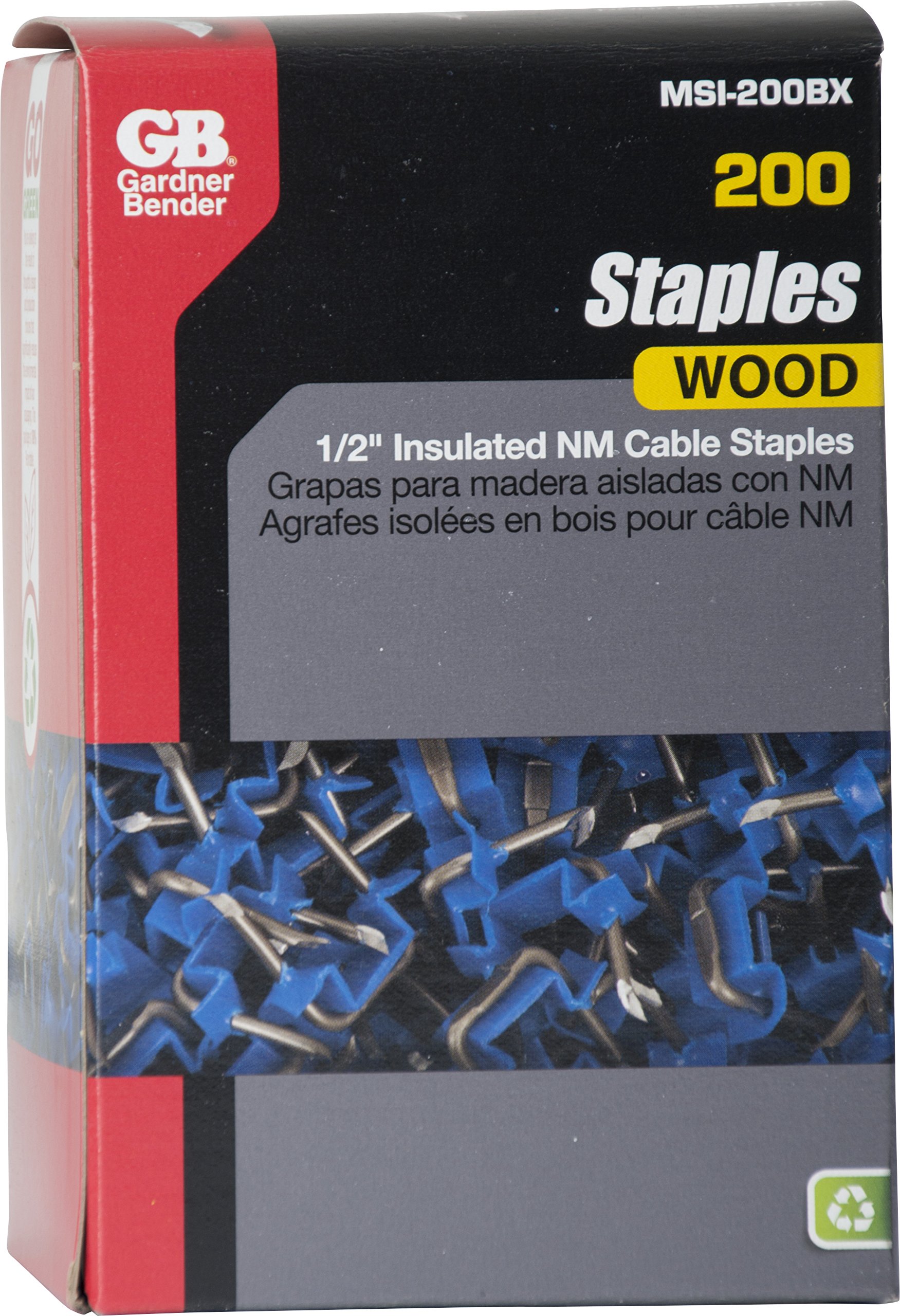 Gardner Bender MSI-200BX Insulated Metal Staple, ½, Secures: NM