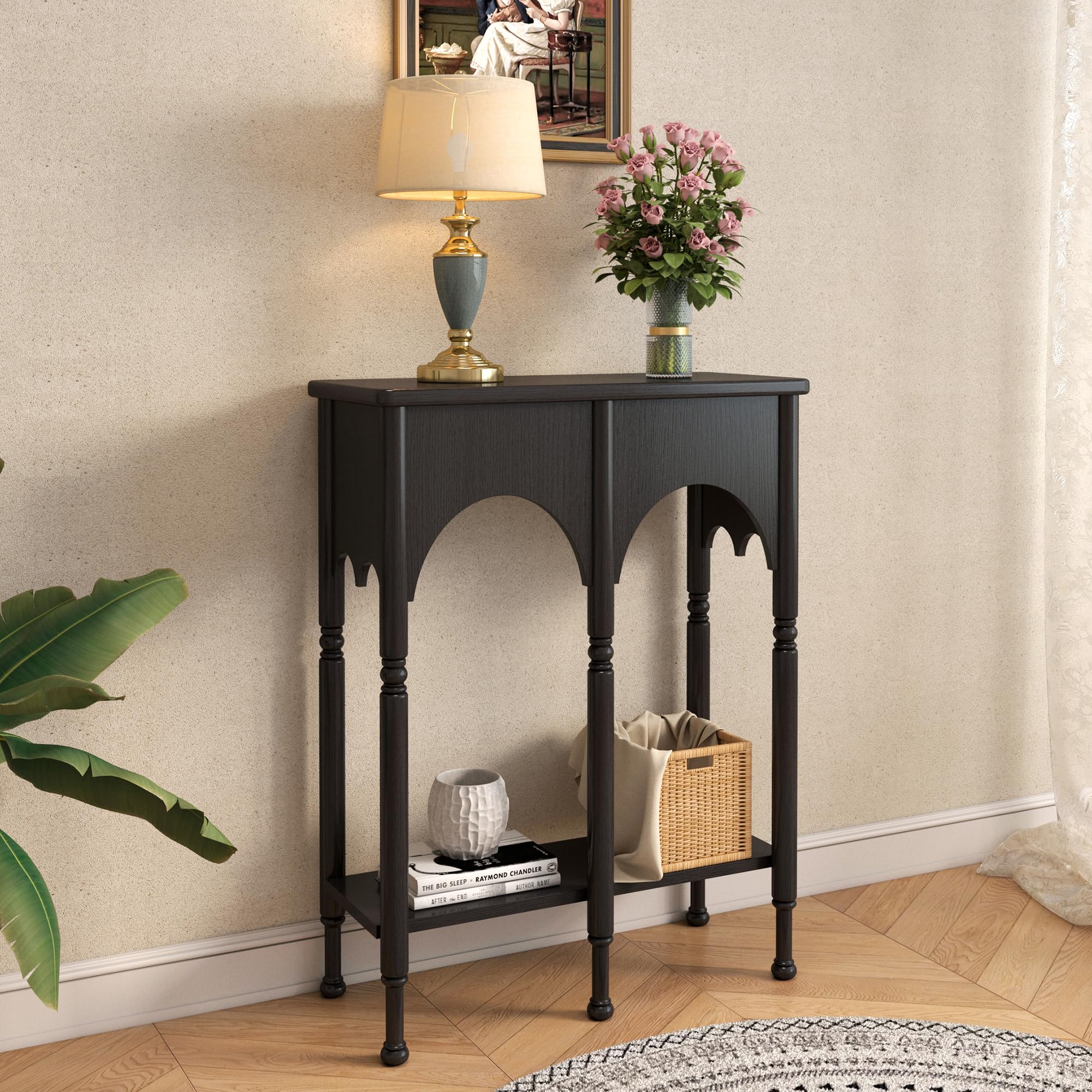 Topbele Console Table with Storage Shelf, 28' Narrow Entryway Table