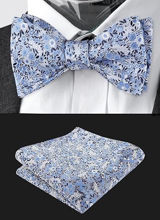 Alizeal Mens 2pcs Classic Floral Pattern Self-tied Bow Tie and Handkerchief Set