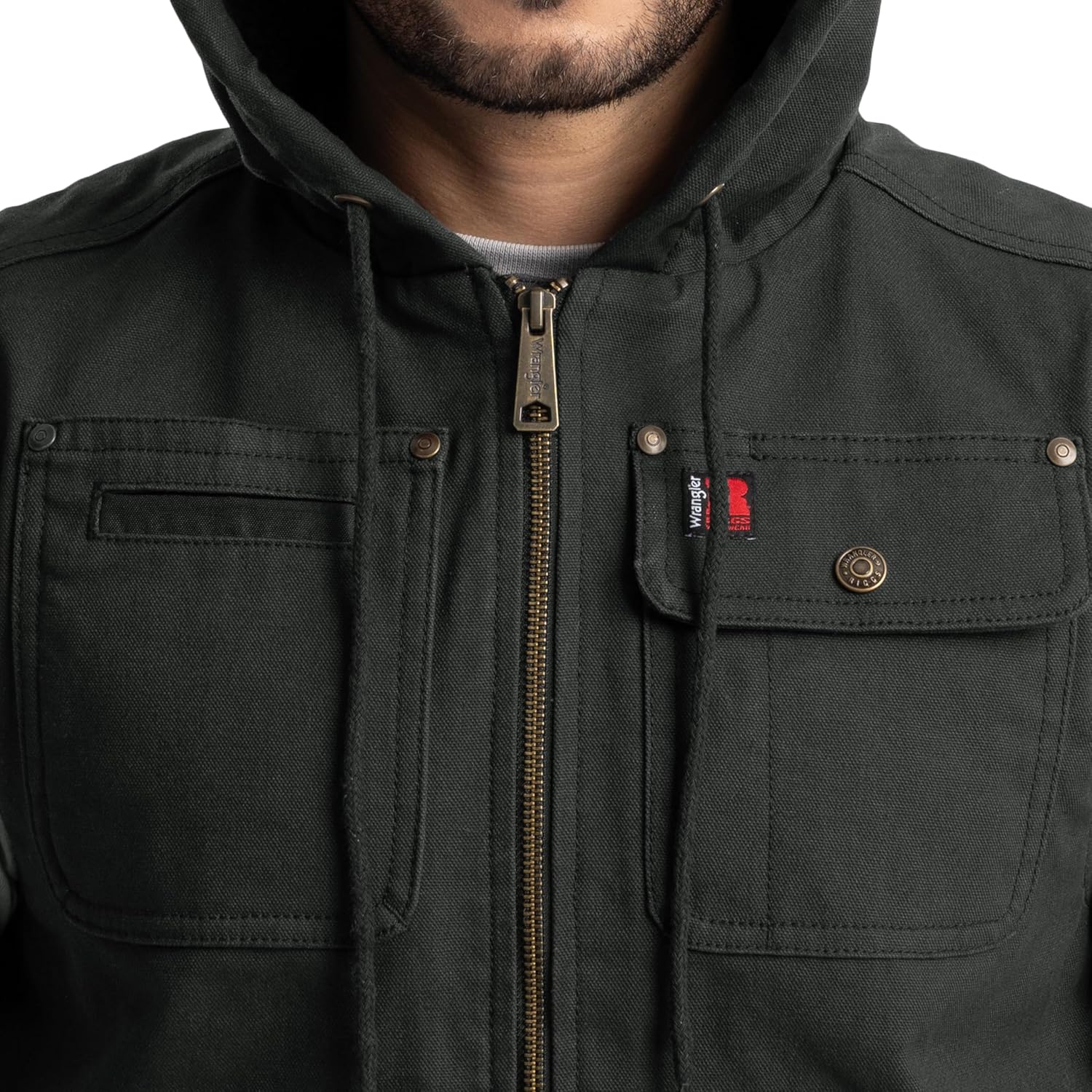 Wrangler mens Quilted Lined Vest With Hood - Image 3