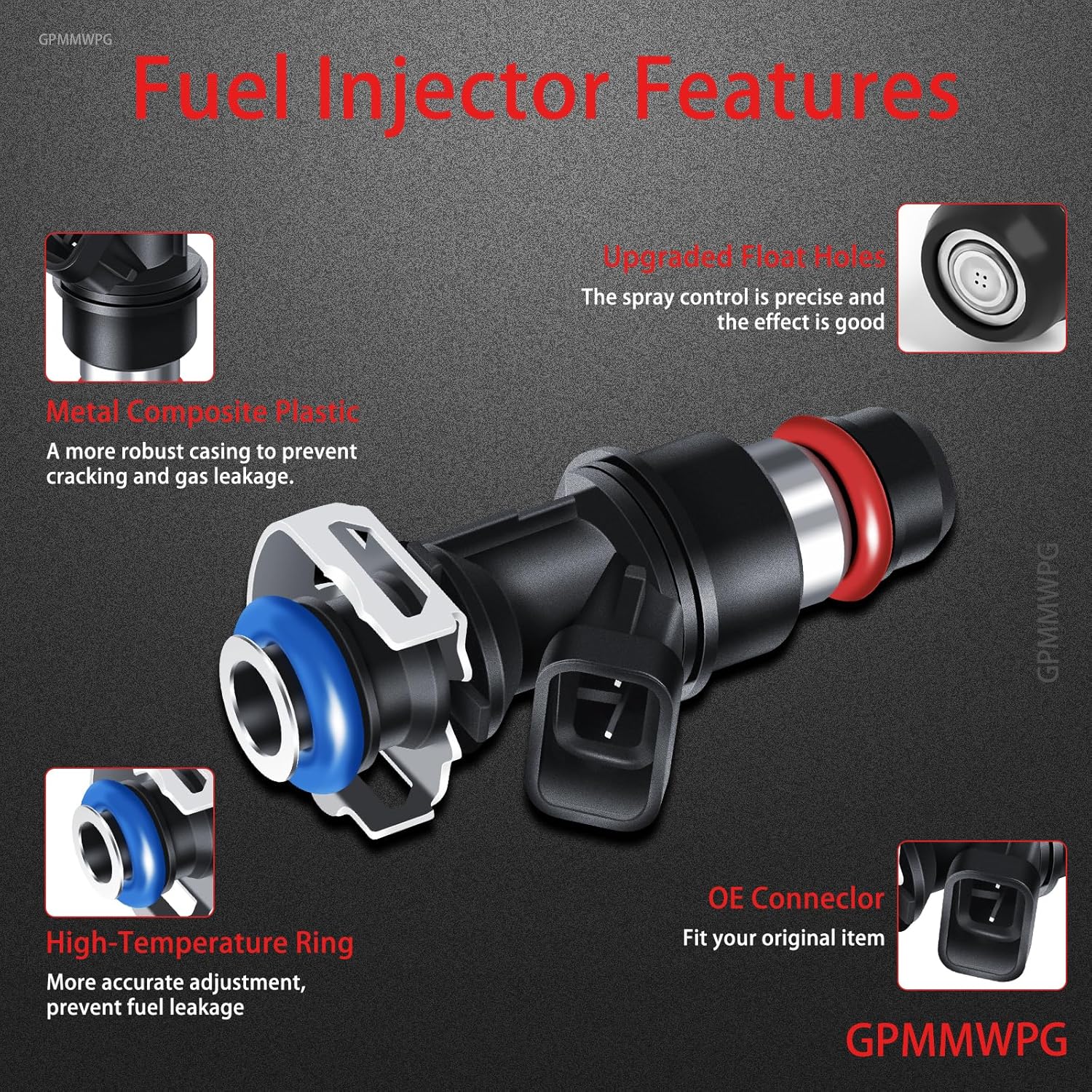 4Holes Fuel Injectors Set of 8 Compatible with Chevy for Silverado for Sierra 1500/2500/3500 for Yukon for Tahoe for Escalade for Suburban for Express 17113553 17113698 25317628 FJ315