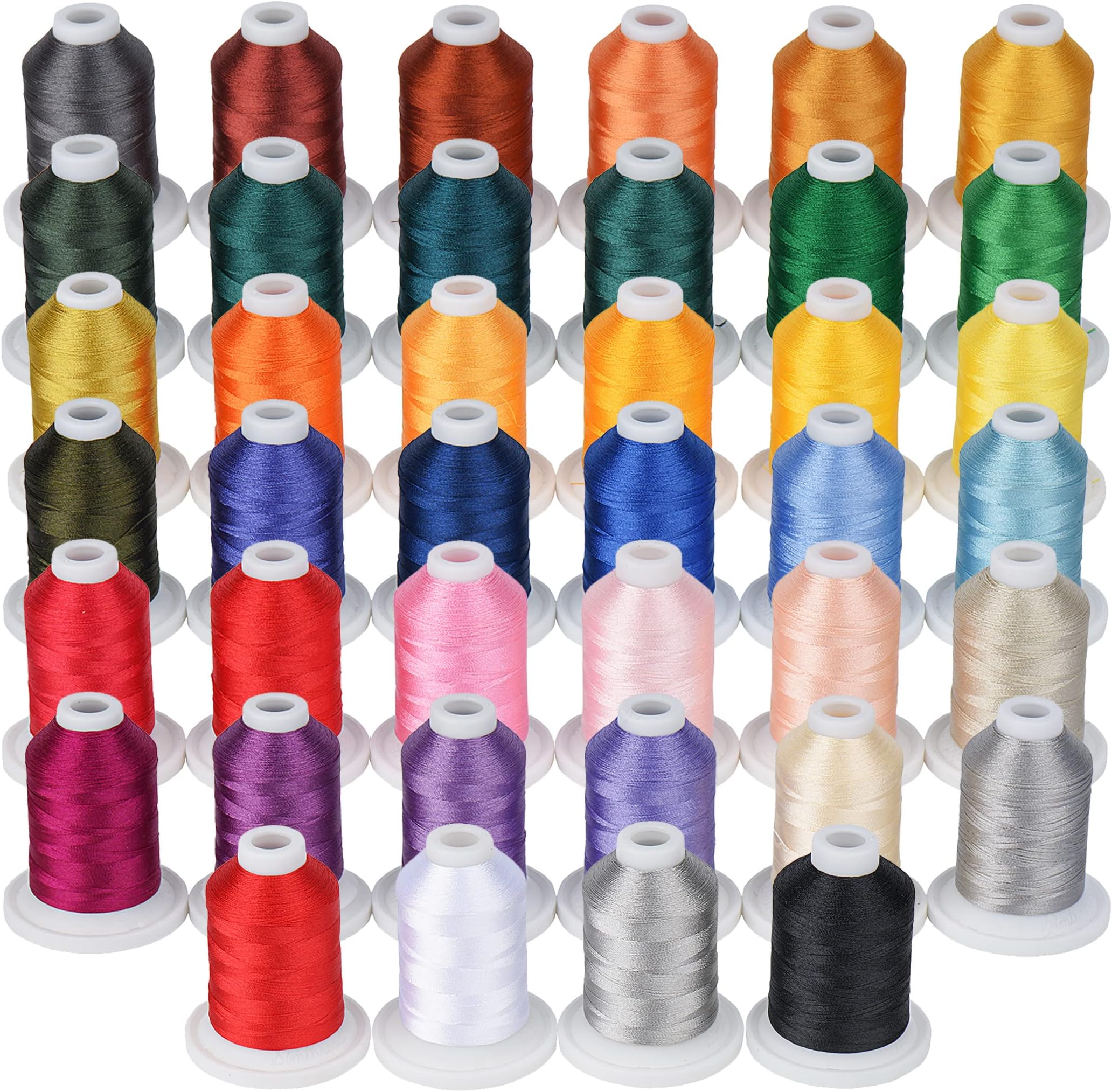 Simthread 40 Snap Colors Spools Polyester Embroidery Machine Thread Kit, 800Y for Brother Babylock Janome Singer Pfaff Husqvarna Bernina Embroidery and Sewing Machines