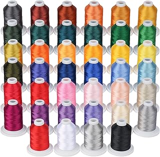 Simthread Embroidery Machine Thread Kit, 40 Brother Colors, 800Y for Brother Babylock Janome Singer Pfaff Husqvarna Bernina Embroidery and Sewing Machines