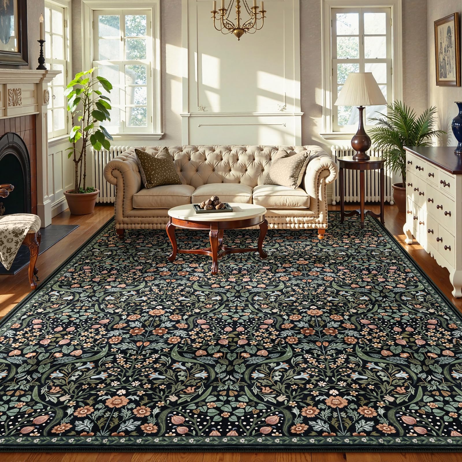Moynesa Floral Washable Rug