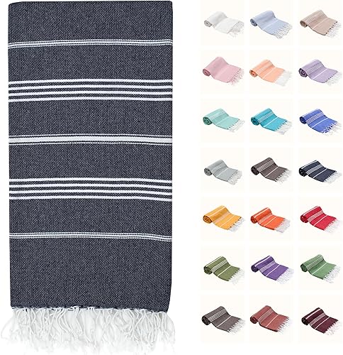 PARK & OZ Toalla de playa turca Manta de gran tamaño 100% algodón, secado rápido y sin arena, 72 x 40 pulgadas, ultra absorbente, ligera y compacta