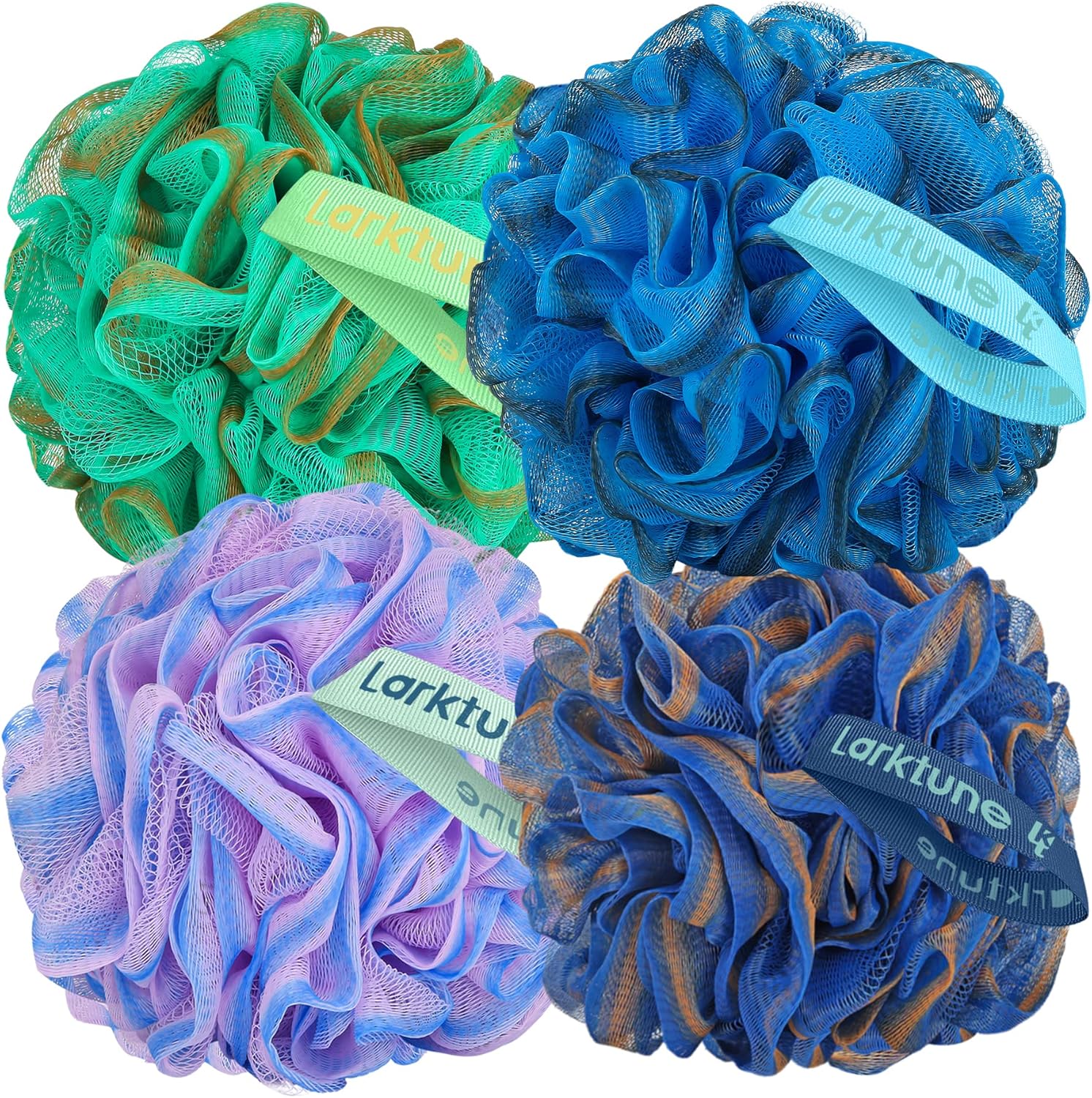 Shower Loofah Bath Sponge 75g 4 Pack Large Soft Nylon Mesh Puff for Men, Loofah