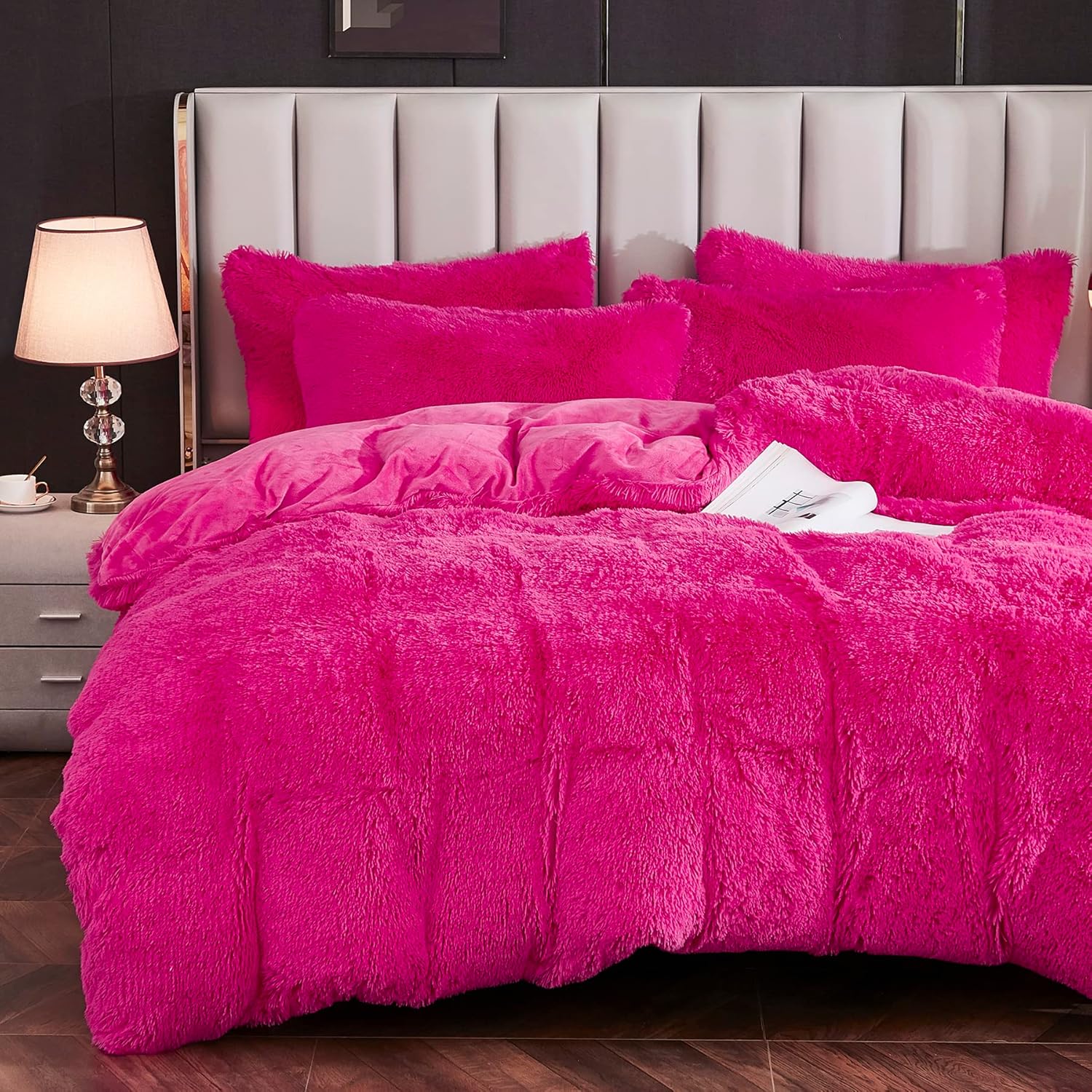 Yaoshuho Plush Fluffy Duvet Cover Twin Size Luxury Ultra Soft Shaggy Duvet Cover Set Faux Fur Comforter Bedding Set(1 Duvet Cover + 1 Pillow Shams), Green
