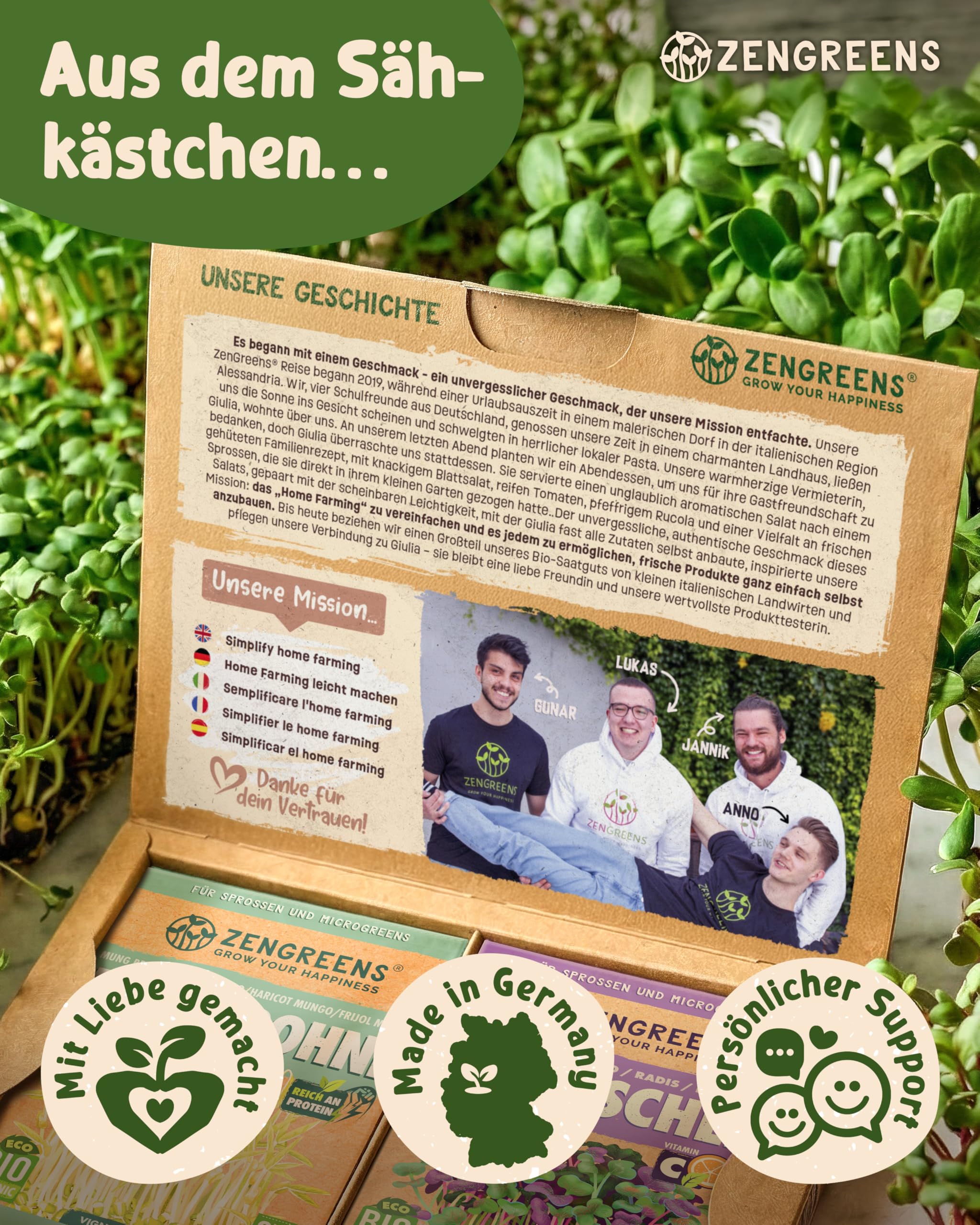 ZenGreens® - Bio Sprossensamen im 20er Set - Keimsprossensamen - leichte Zucht im Sprossenglas oder Anzuchtschale - Großpaket - 20 verschiedene Sorten - Microgreens Samen Mix - 20er Set