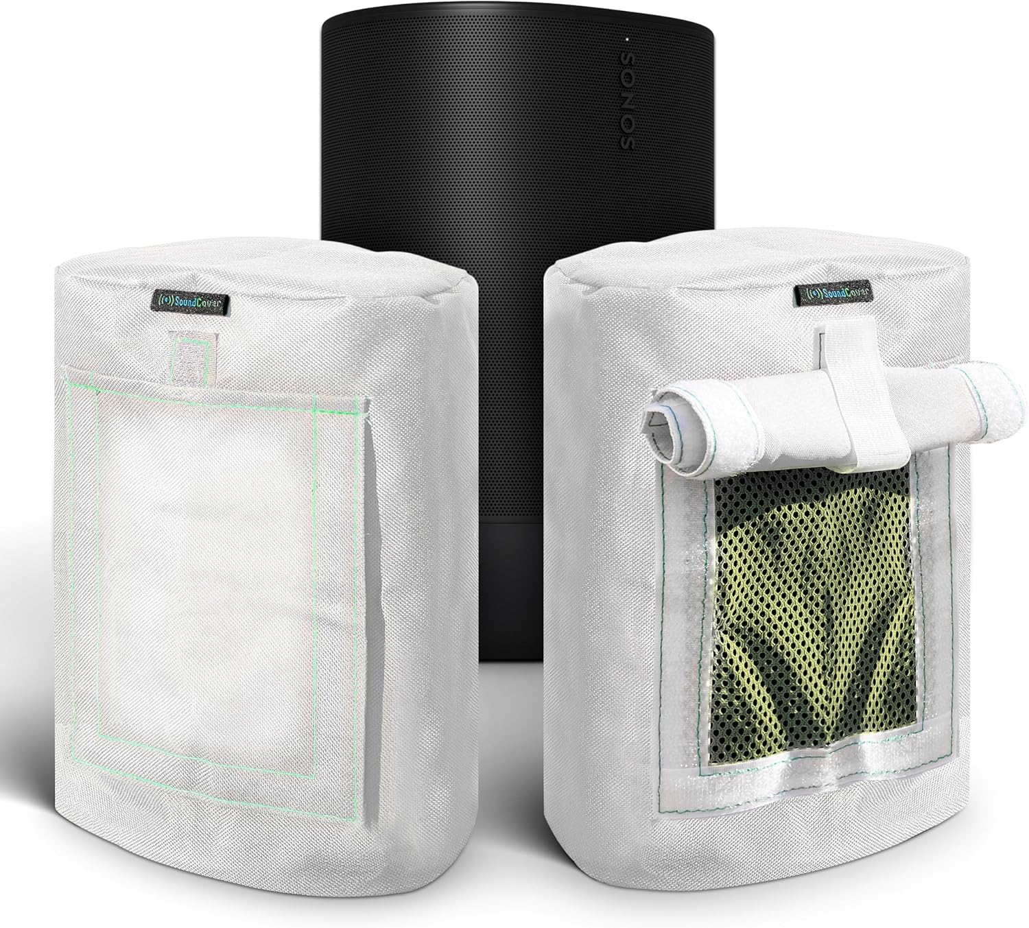 Black 600D Weatherproof Speaker Cover Custom Fit for Sonos Move Bluetooth Speaker with SoundFlap