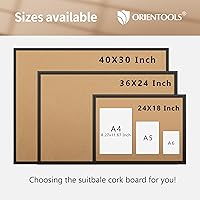 Vista 6 de ORIENTOOLS Tableros de corcho para paredes, tablero de corcho de 18 x 24 pulgadas para oficina, tablón de anuncios con marco, tablero de pines