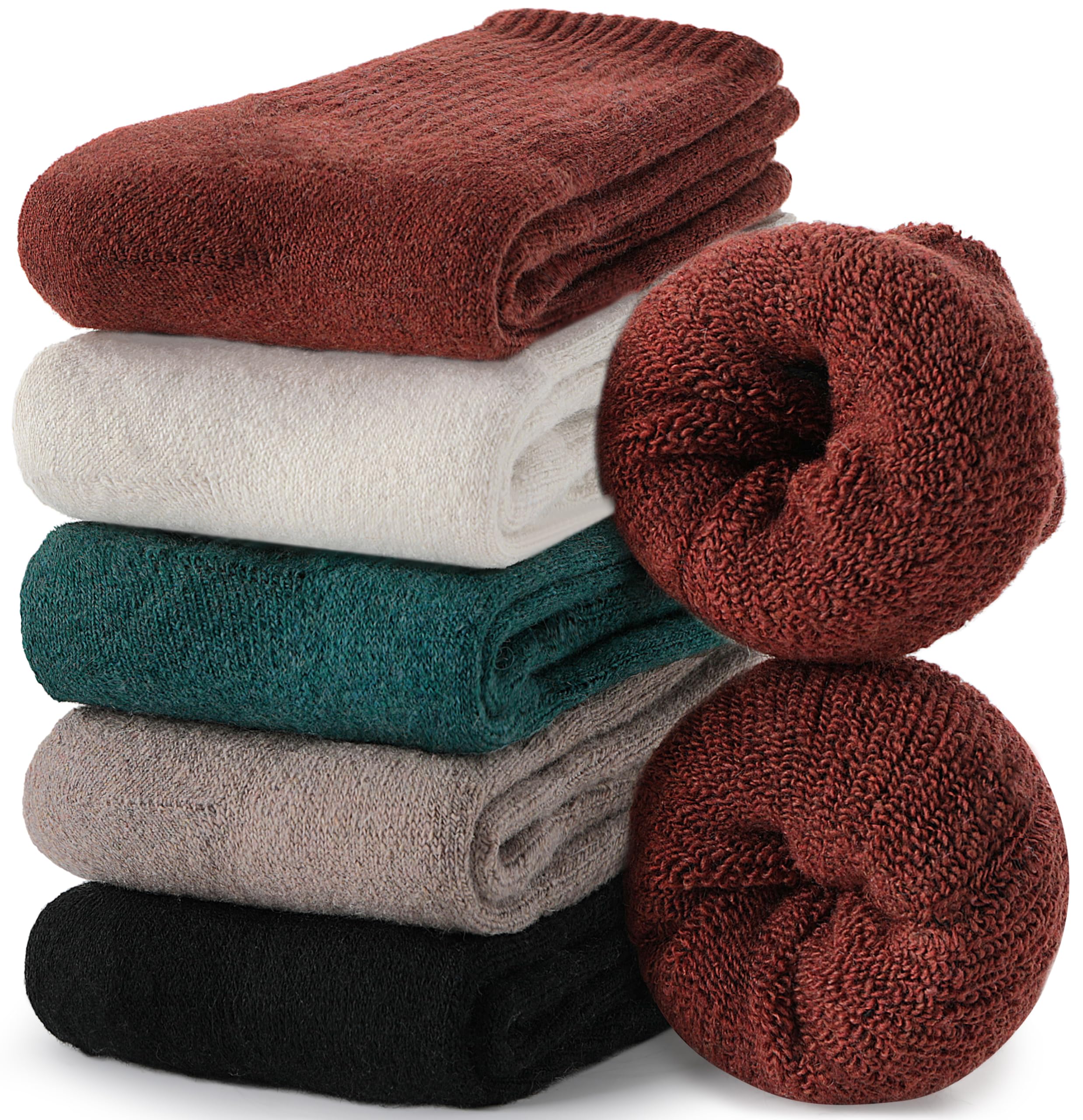 EBMORE Damen Merino Wollsocken Warme Dicke Thermosocken Wolle Socken Wandersocken Wintersocken für Damen 5 Paar