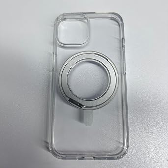 JUESHITUO 3 in 1 for iPhone 15 Case, [Non-Yellowing] 360 Rotatable Magnetic Ring Stand with [Rotary Damping Sound] [1X Screen Protector + 1X Camera Lens Protector] Slim Phone Cover 6.1", Clear