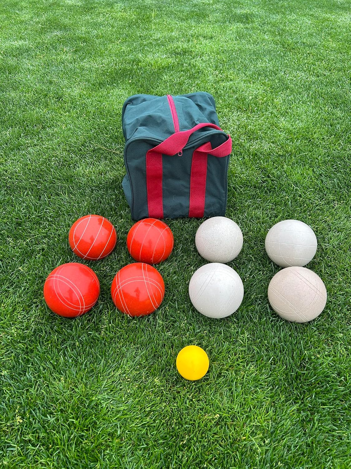 BuyBocceBalls Listing - Made in USA, Premium Quality Official Tournament Bocce Set - 107mm Dark Orange and White Balls Nylon Bag; Regulation Size Balls 920 Grams (2 lbs. 1 oz.)