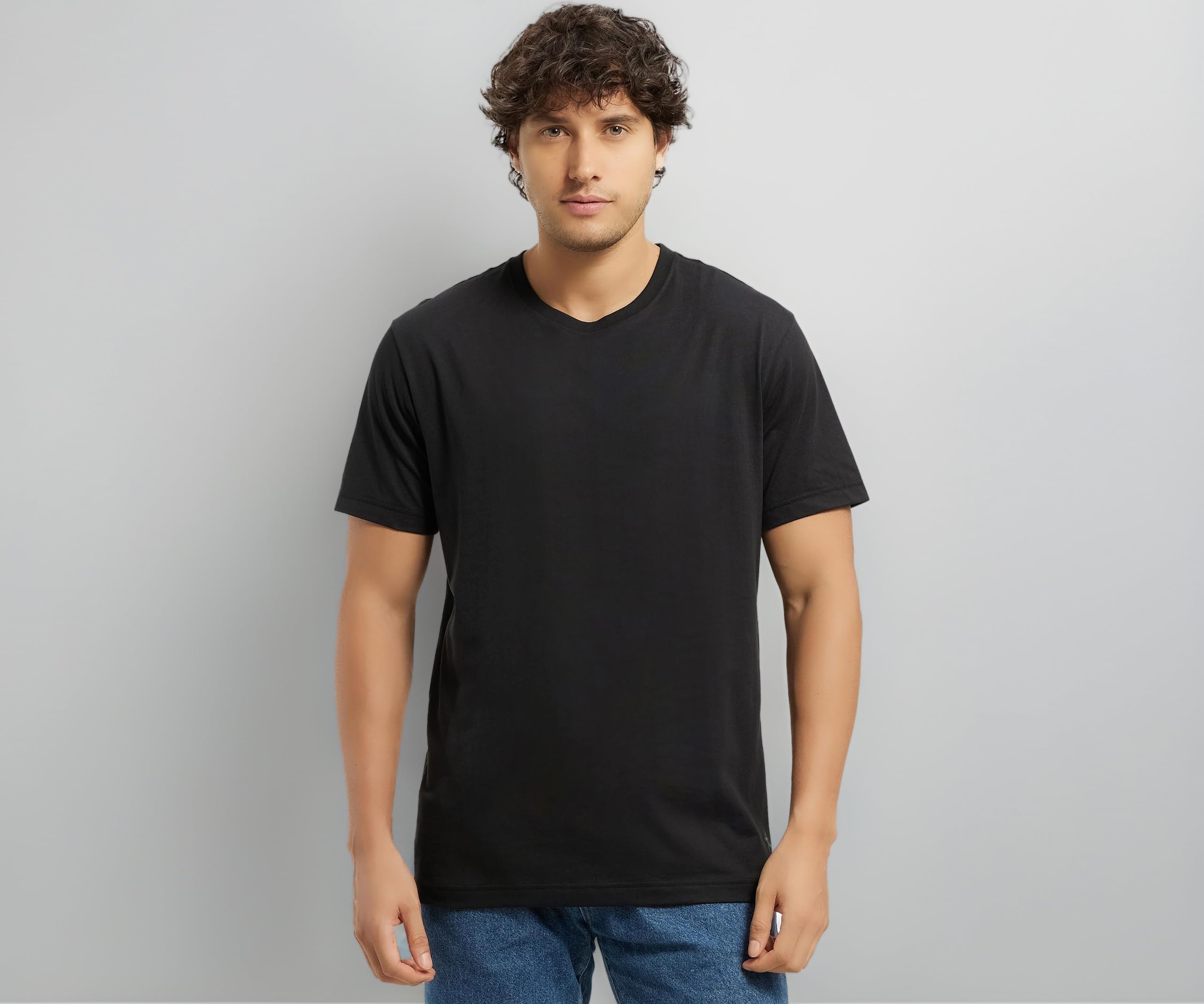 2714 Men's Super Combed Cotton Rich Solid Round Neck Half Sleeve T-Shirt