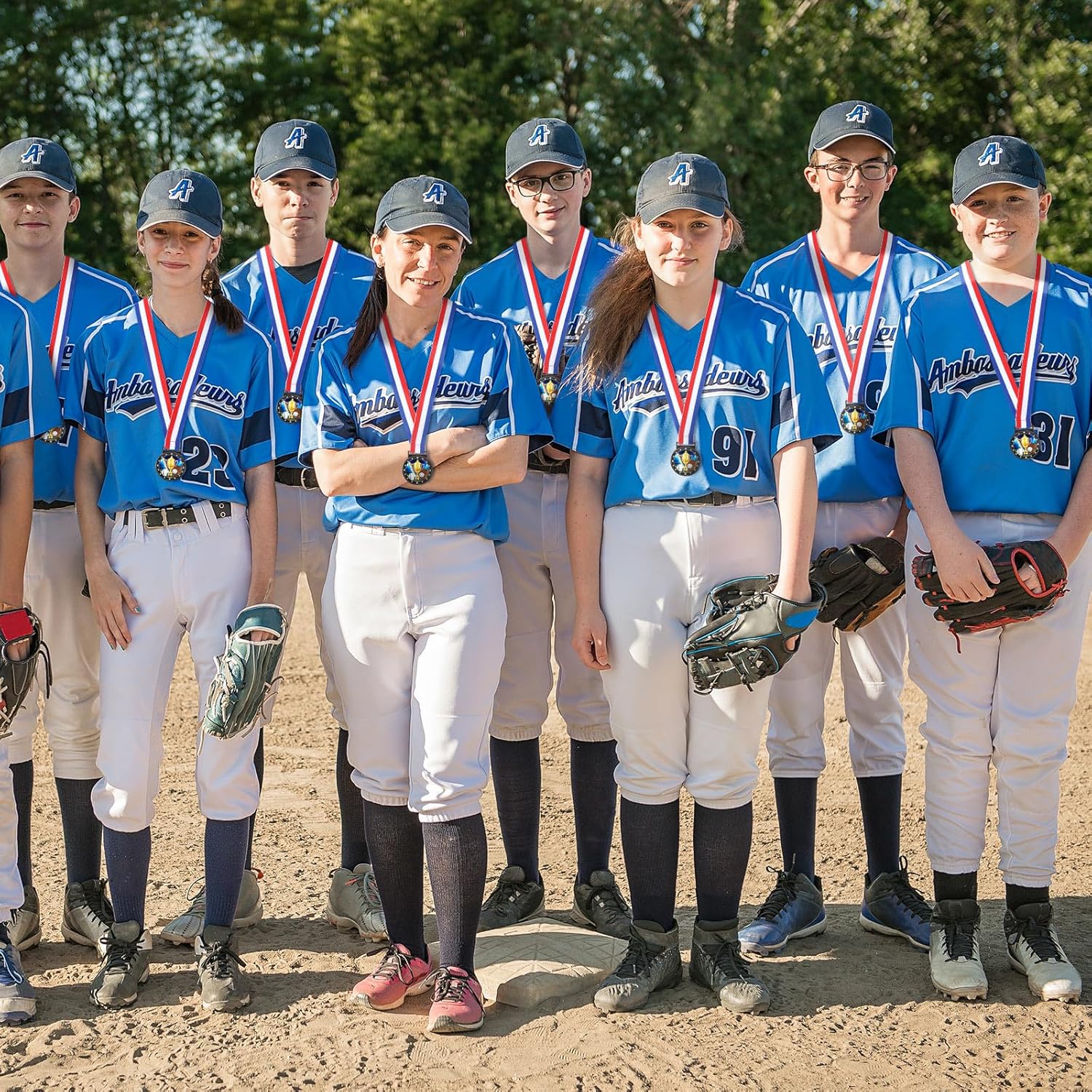 Kenning 24 Pcs Baseball Medals for Teens and Adults with Attached Neck Ribbons, Award Medals Metal Trophy Trophies Gift for Sports Competitions Celebration Baseball Party Favors Team Participation