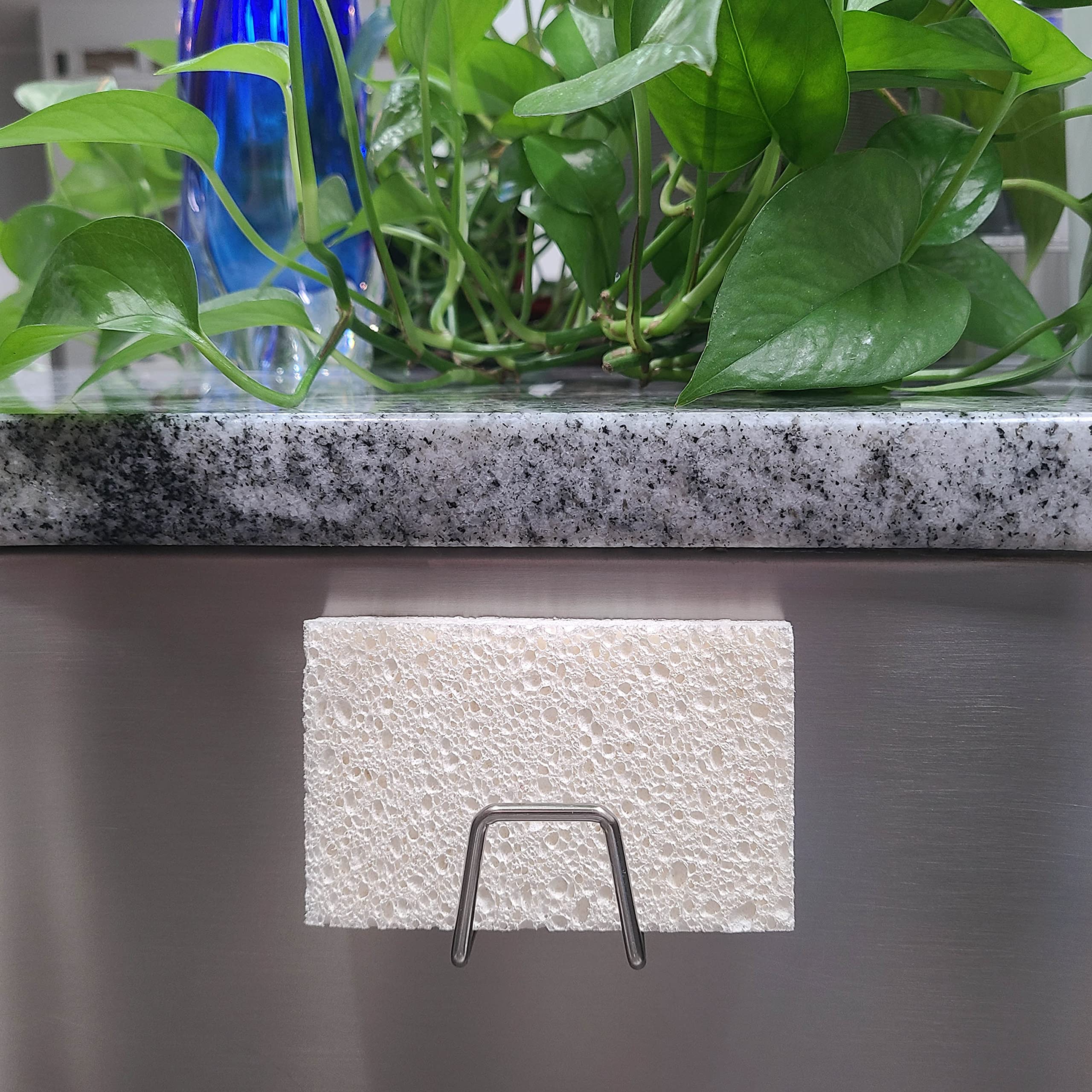 Adhesive Sponge Holder Sink Caddy for Kitchen - Stainless Steel Rust Proof Waterproof Quick Drying