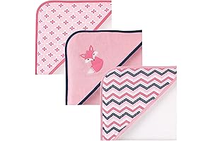 Luvable Friends Baby Cotton Terry Hooded Towels, Value Pack of 4