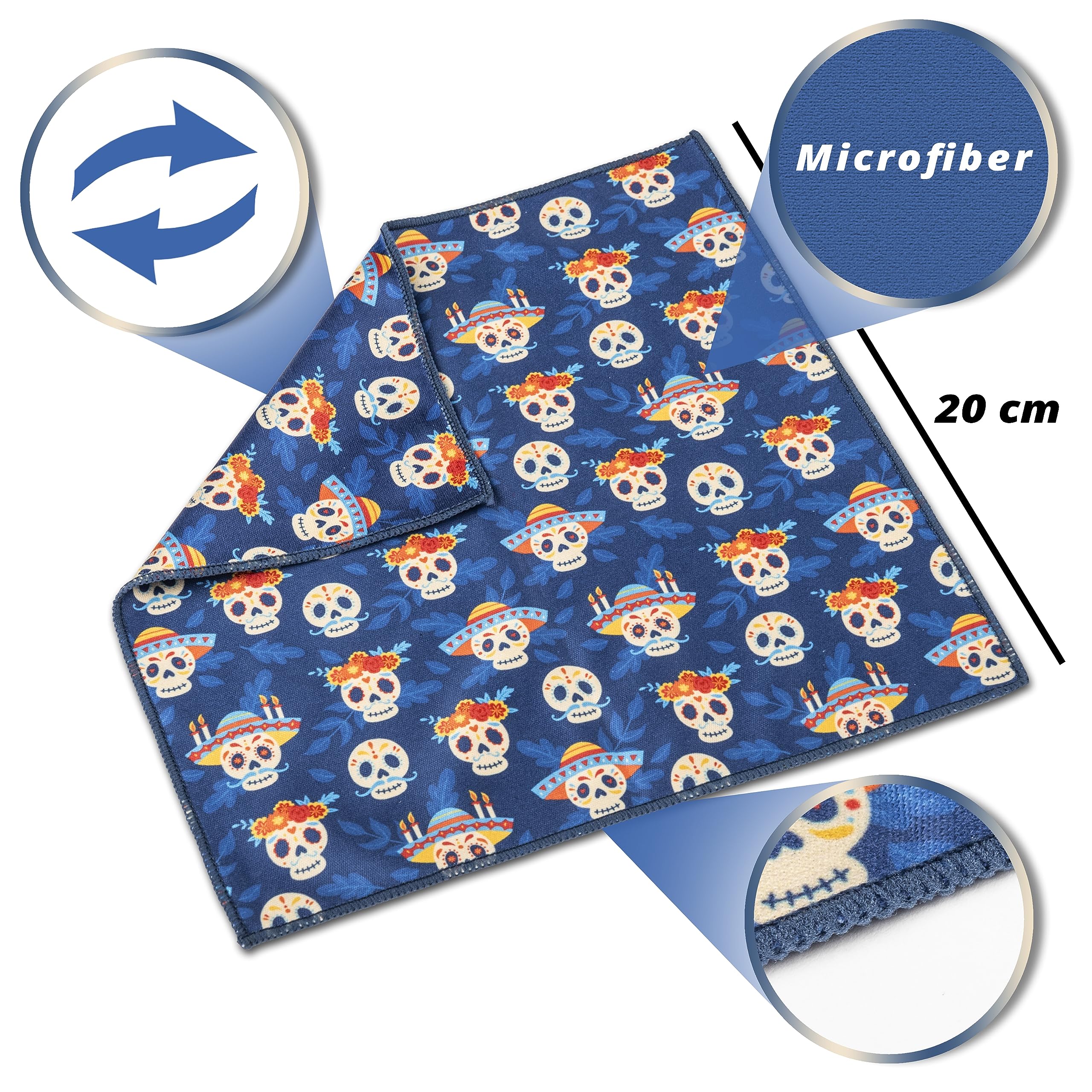 Lot De 3 Chiffons Microfibre 20x20cm Motif Geo - Lingettes Nettoyage Lunettes Écrans Smartphone