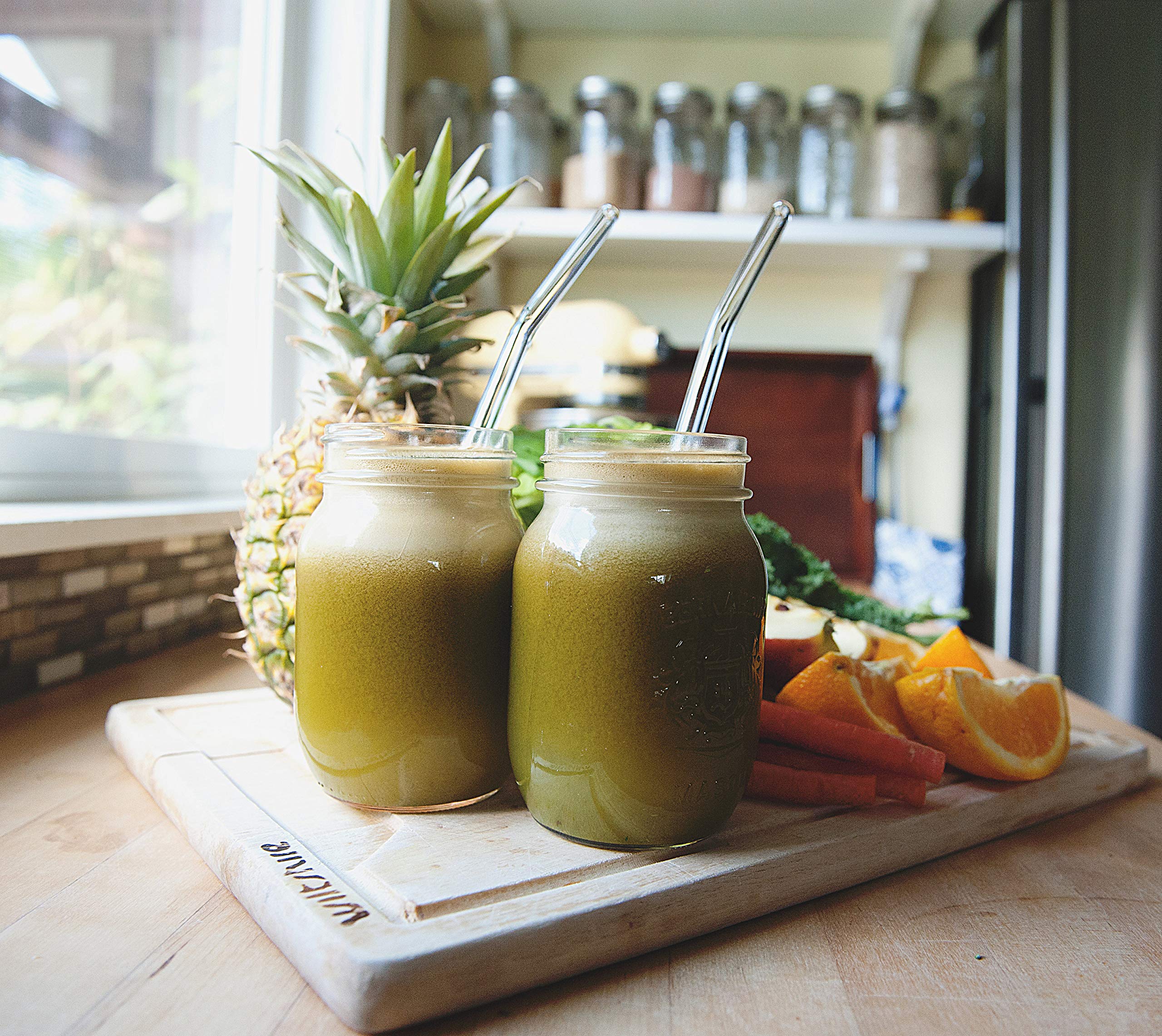 Enviro Lot De 2 Pailles En Verre Réutilisables Faites à La Main 12 Mm Avec Brosse De Nettoyage Transparente – Pour Liquides épais BPA Respectueux De L' Environnement (20,3 Cm