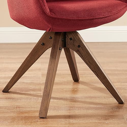 Miniatura 9 de Art Leon Silla de escritorio sin ruedas - Silla de oficina moderna de mediados de siglo, silla giratoria con patas de madera de roble, silla