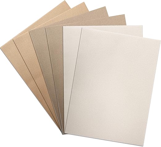Aida Cloth 14 Count Cross Stitch Fabric 12×18inch 6 Pieces 3 Colors (Natural+Khaki+Tan)